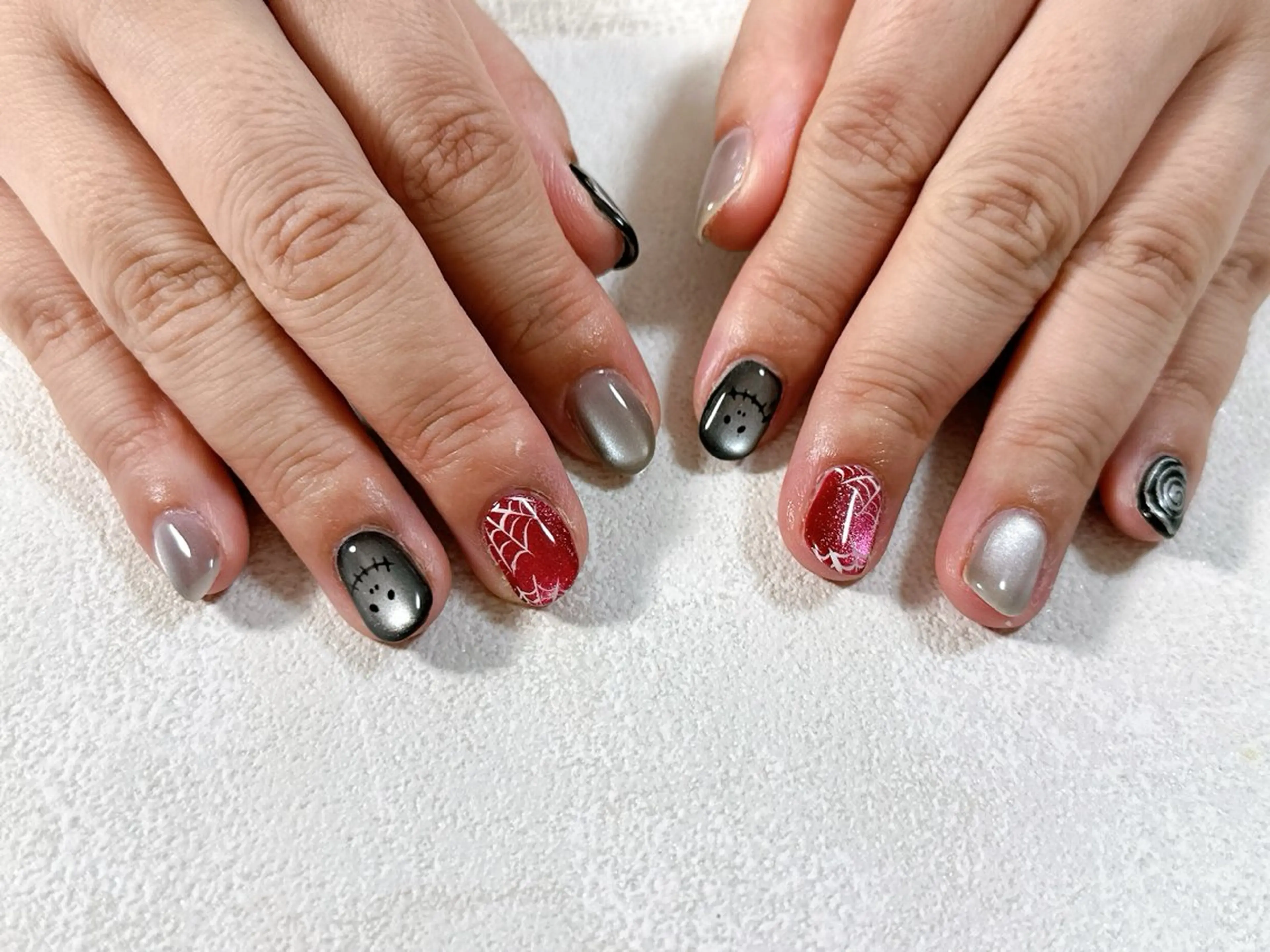 ネイル オーロラネイル ブルー フットネイル フレンチネイル ジェルネイル kiki nail たまプラーザのネイルデザイン