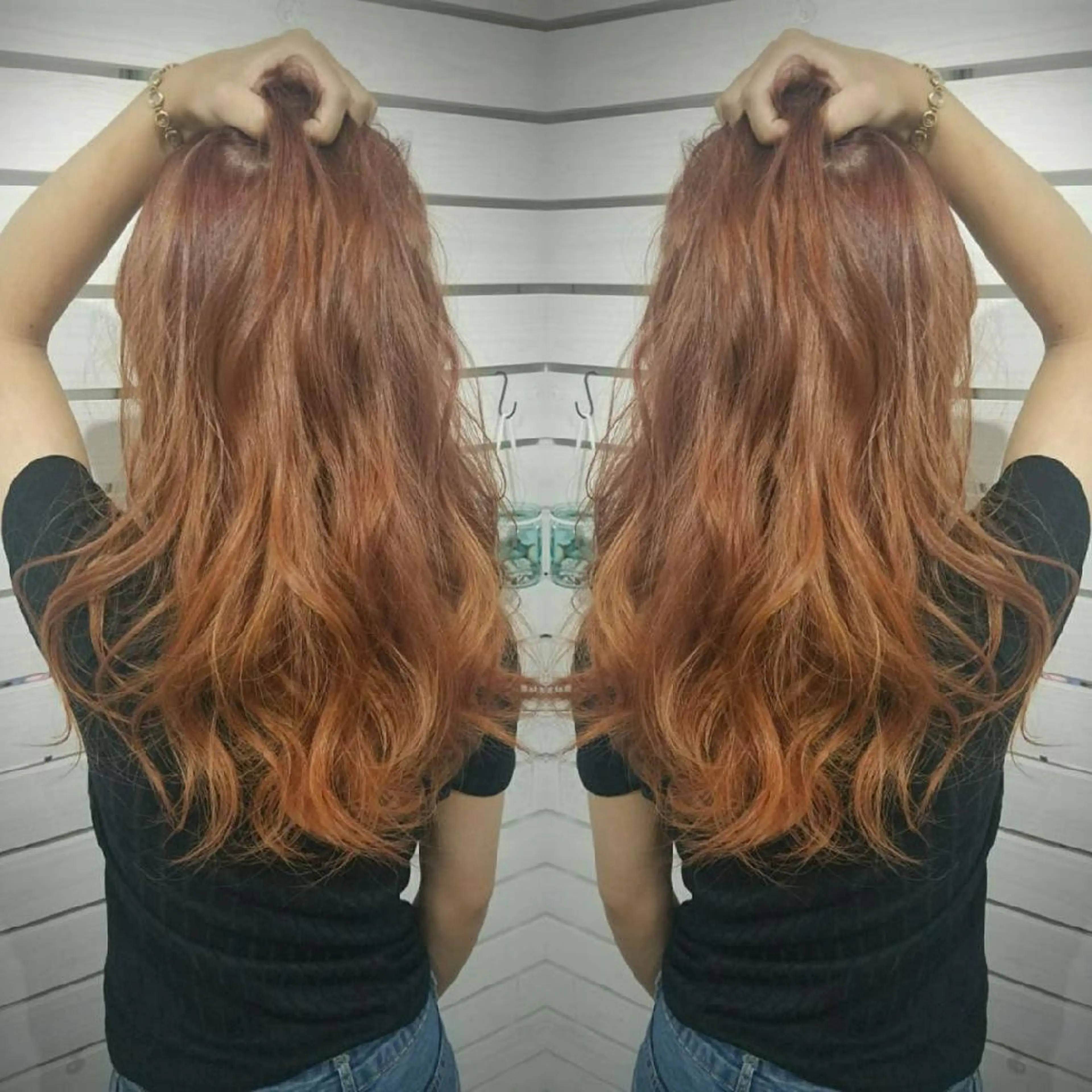 ロング ヘアカラー トリートメント 今中 小百合のヘアスタイル