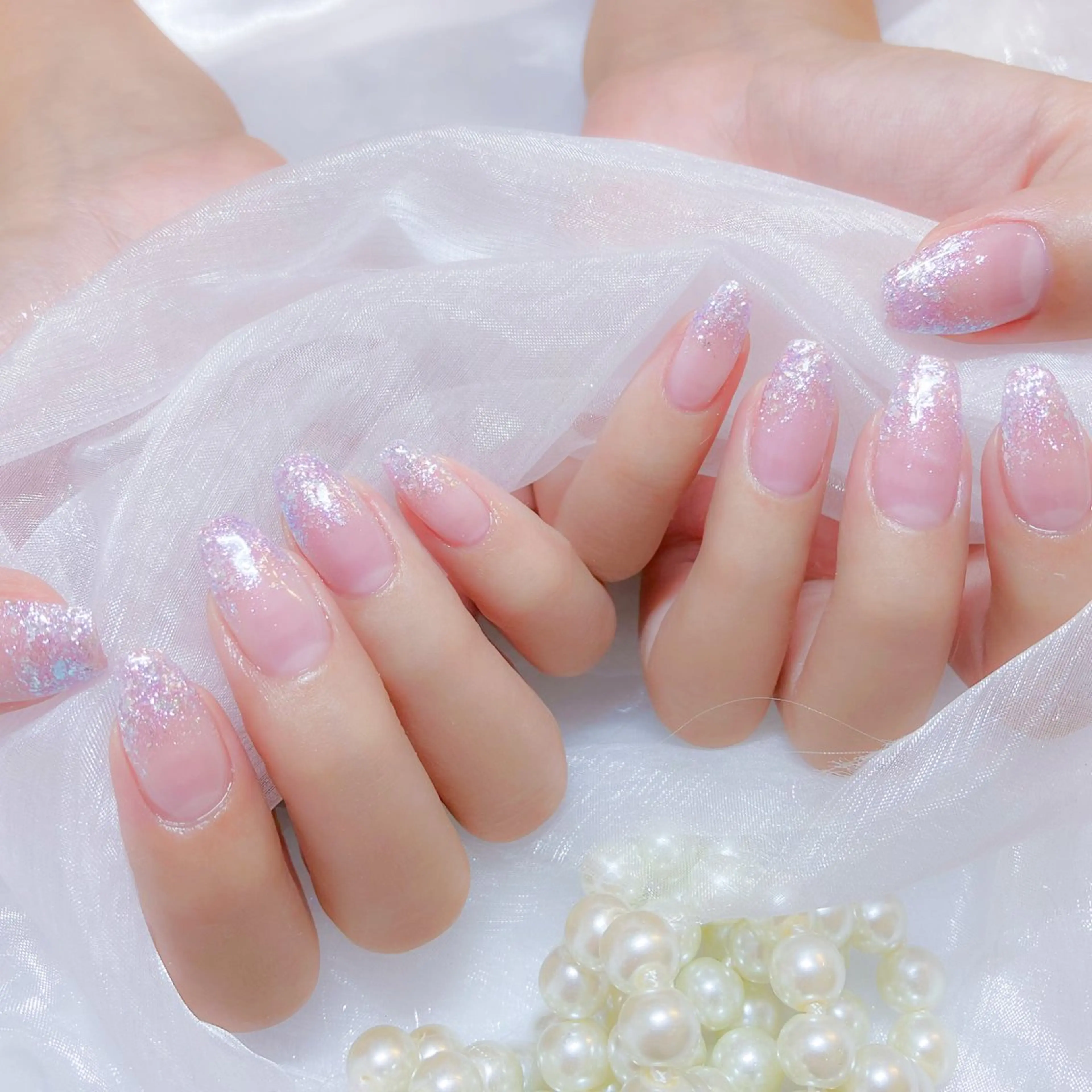 ネイル オーロラネイル フラッシュネイル ジェルネイル 氷ネイル・うるうるネイル キラキラネイル ハンドネイル Amour baseのネイルデザイン