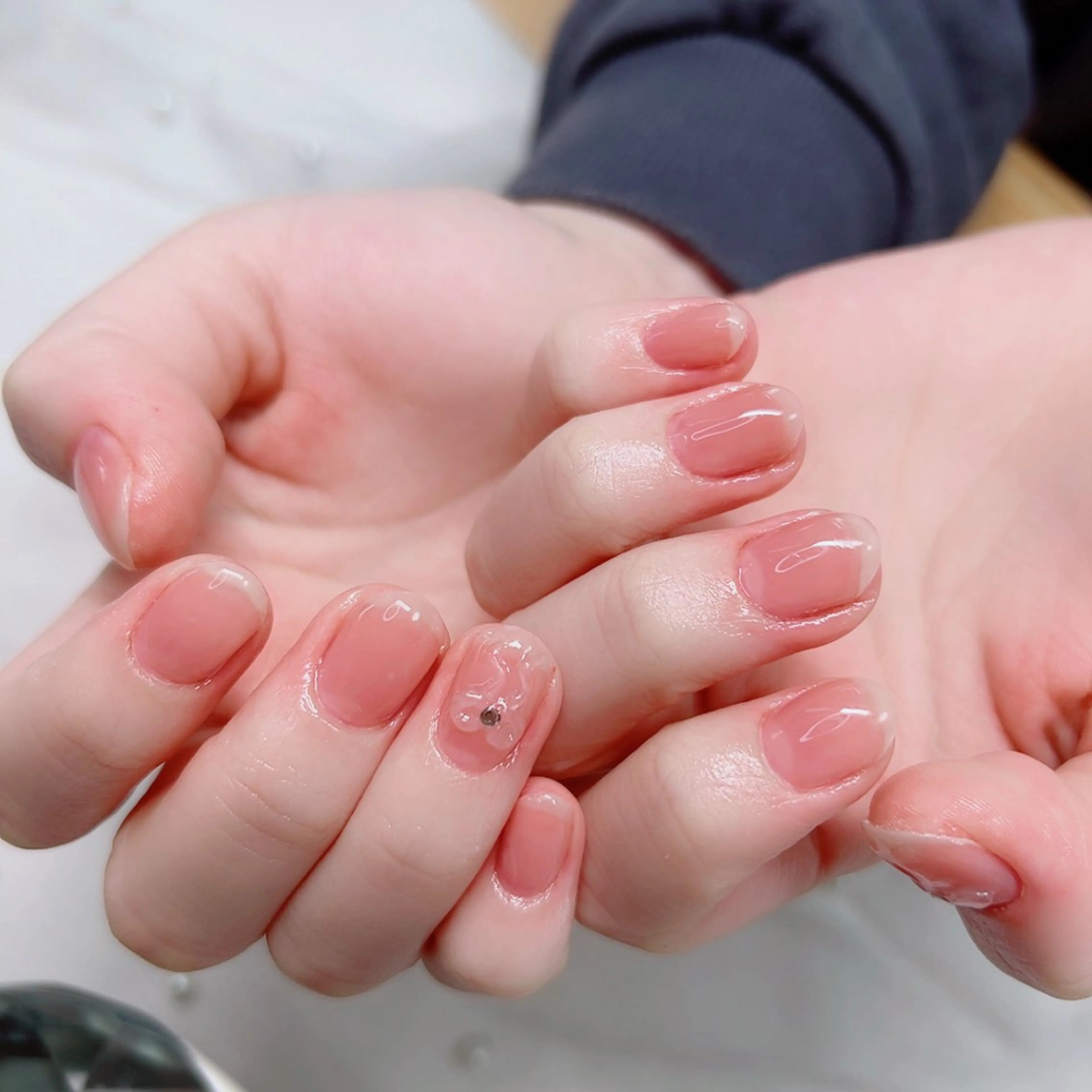 ネイル アートネイル ワンカラーネイル リボン シンプルネイル ハンドネイル Cute Tips nailのネイルデザイン