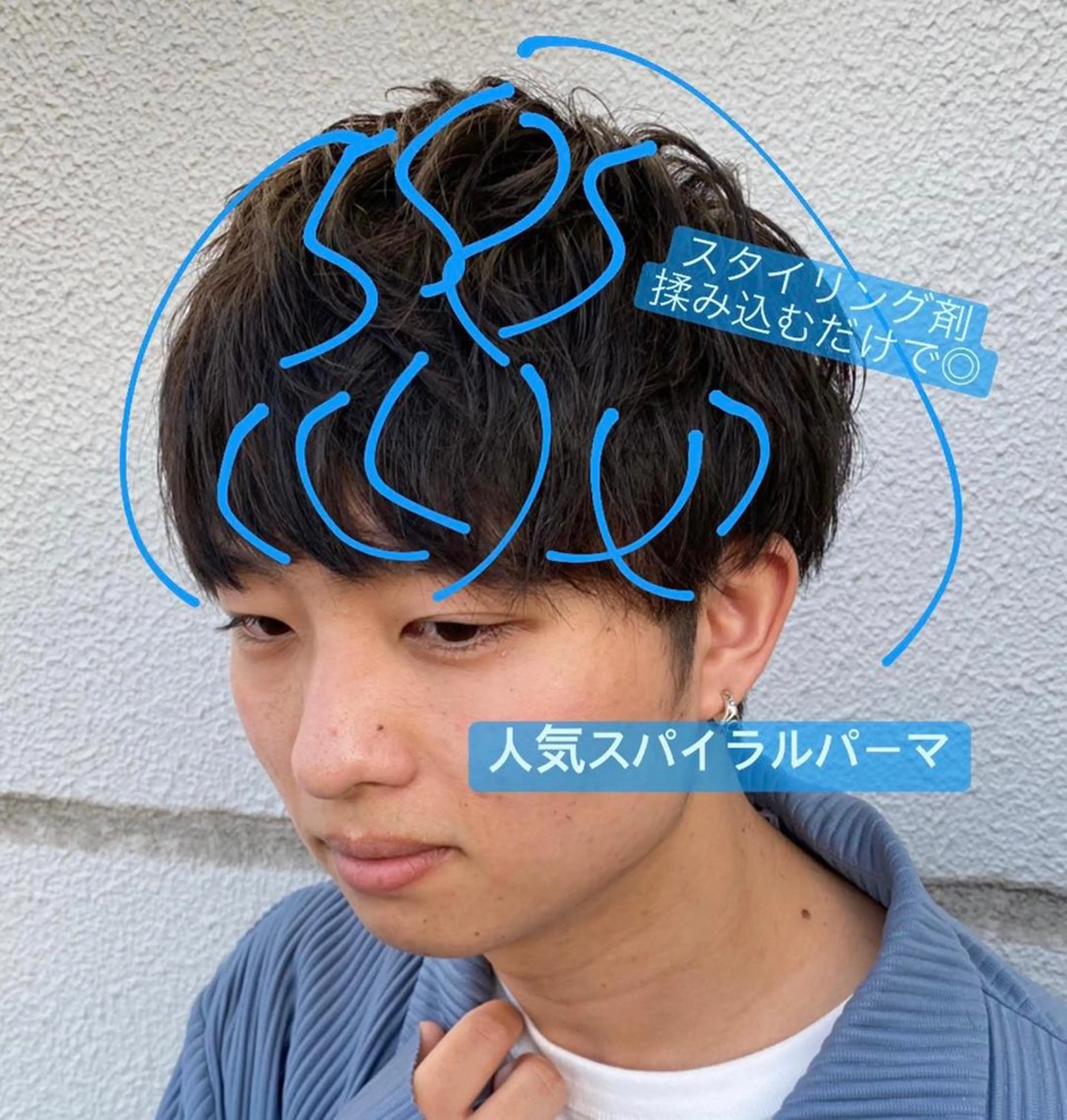 ミディアム パーマ メンズ カット パーマ 柳澤 和也のヘアスタイル