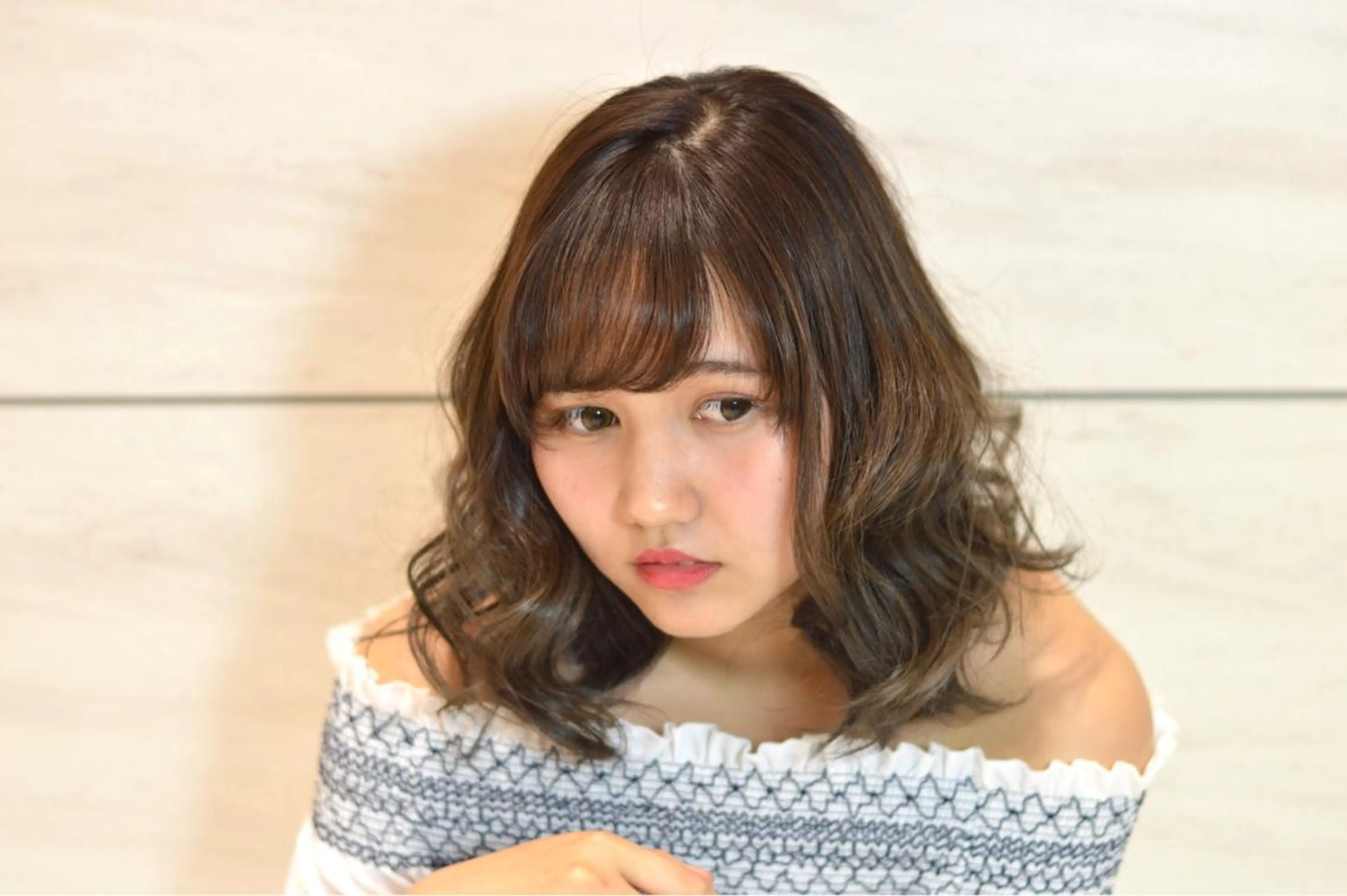 ミディアム カラー パーマ テラモト カズヨシのヘアスタイル