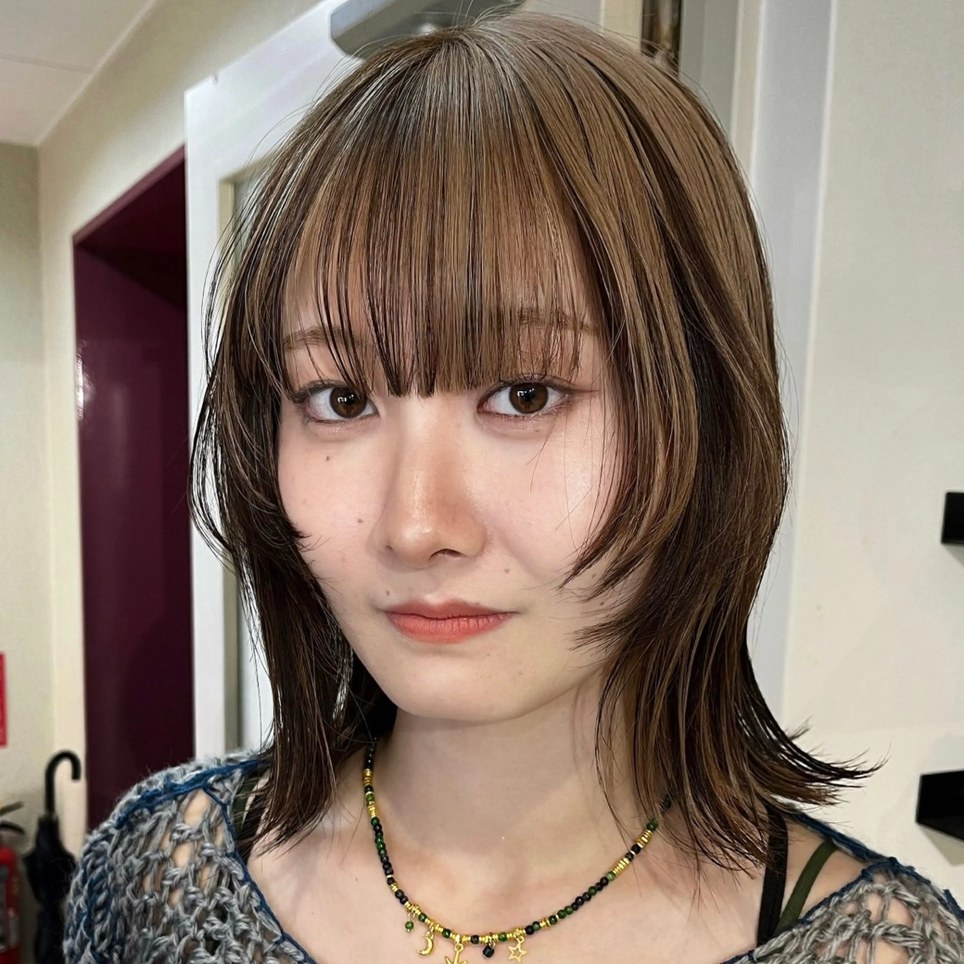 ミディアム カラー ヘアカラー トリートメント タマキ/似合わせ カット/Wカラーのヘアスタイル