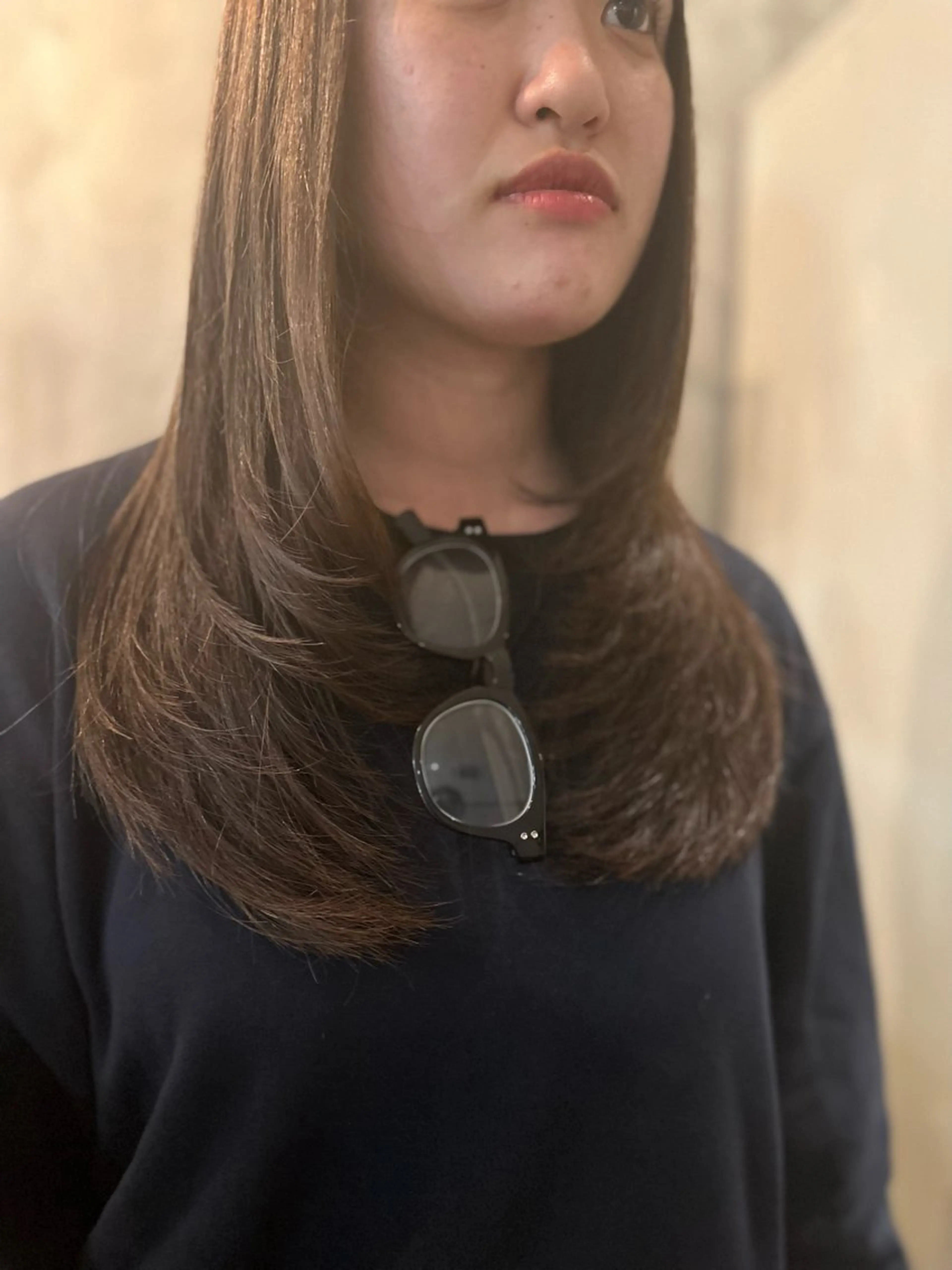 ロング レイヤーカット ワンホンレイヤー ＲＩ ＨＯのヘアスタイル