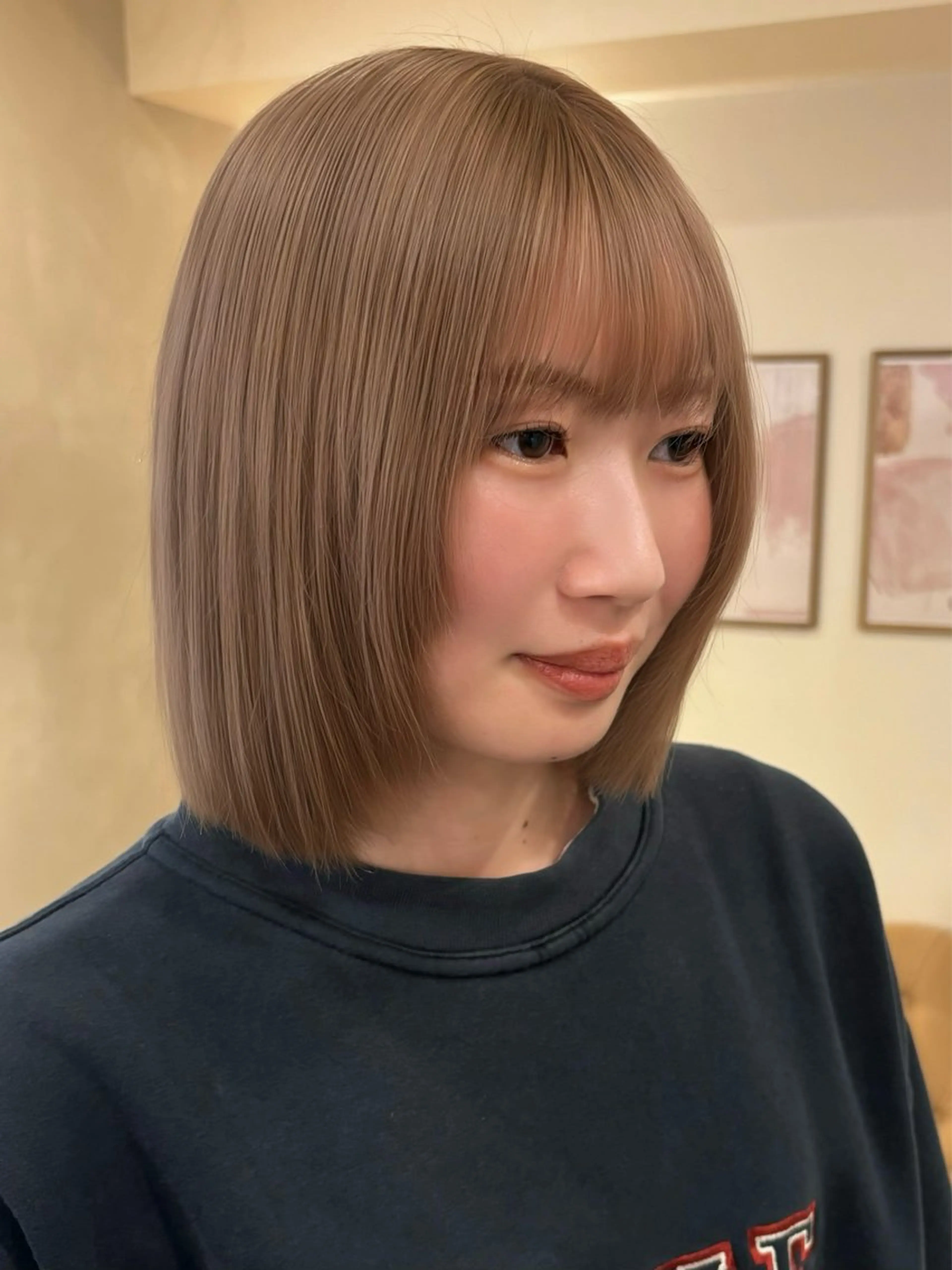 ミディアム カラー カット ヘアカラー トリートメント ミルクティー/ レイヤー/yuriaのヘアスタイル