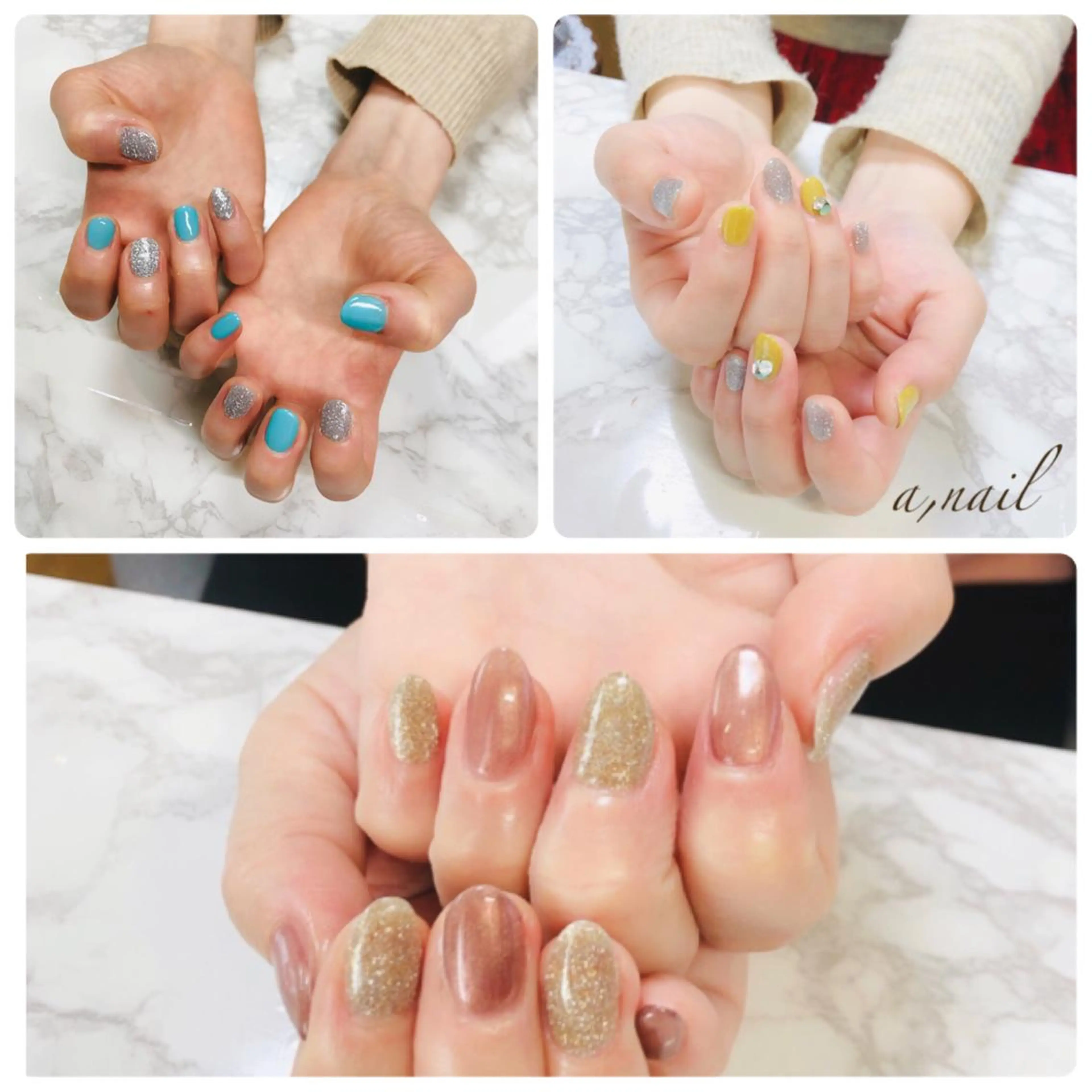 ネイル フラッシュネイル フットネイル ラメ(グリッター) ニュアンスネイル オフィスネイル ハンドネイル ネイルサロン エーネイルのネイルデザイン