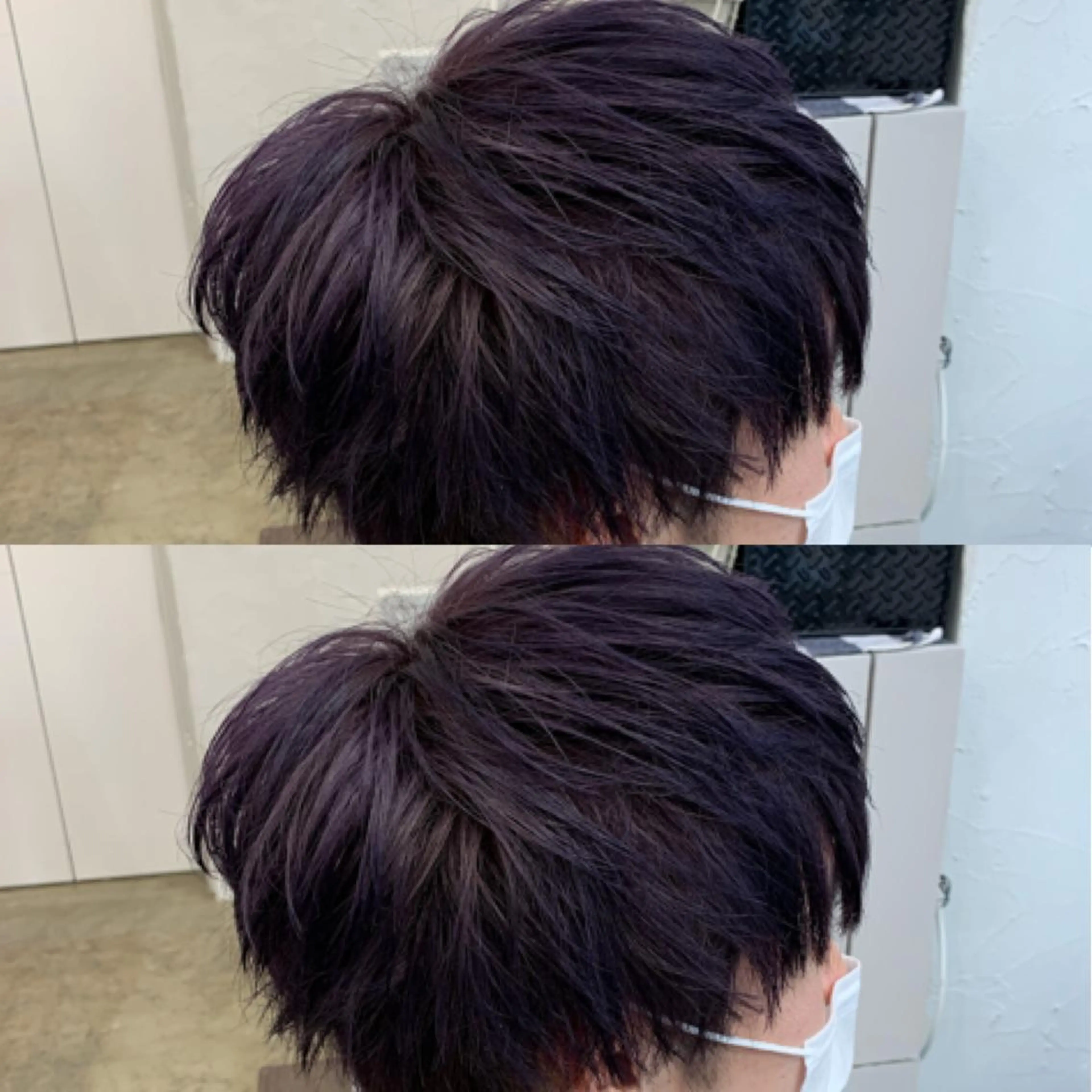 ショート カラー メンズ ディープパープル パープルカラー メンズ専門店 店長 小柳 裕夢のヘアスタイル