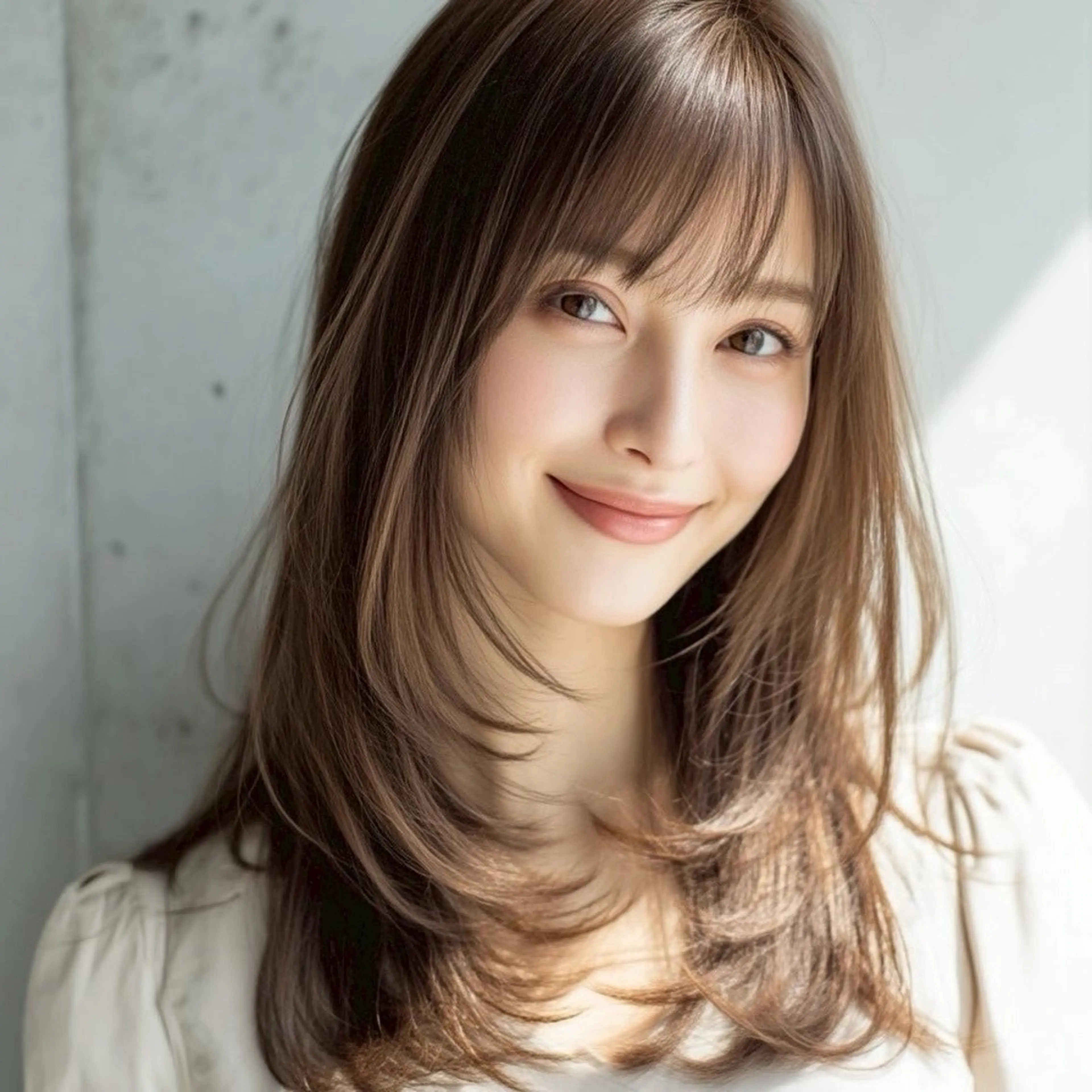 ロング カット 縮毛矯正 こうき/前髪割れ癖 改善/カット/カラーのヘアスタイル