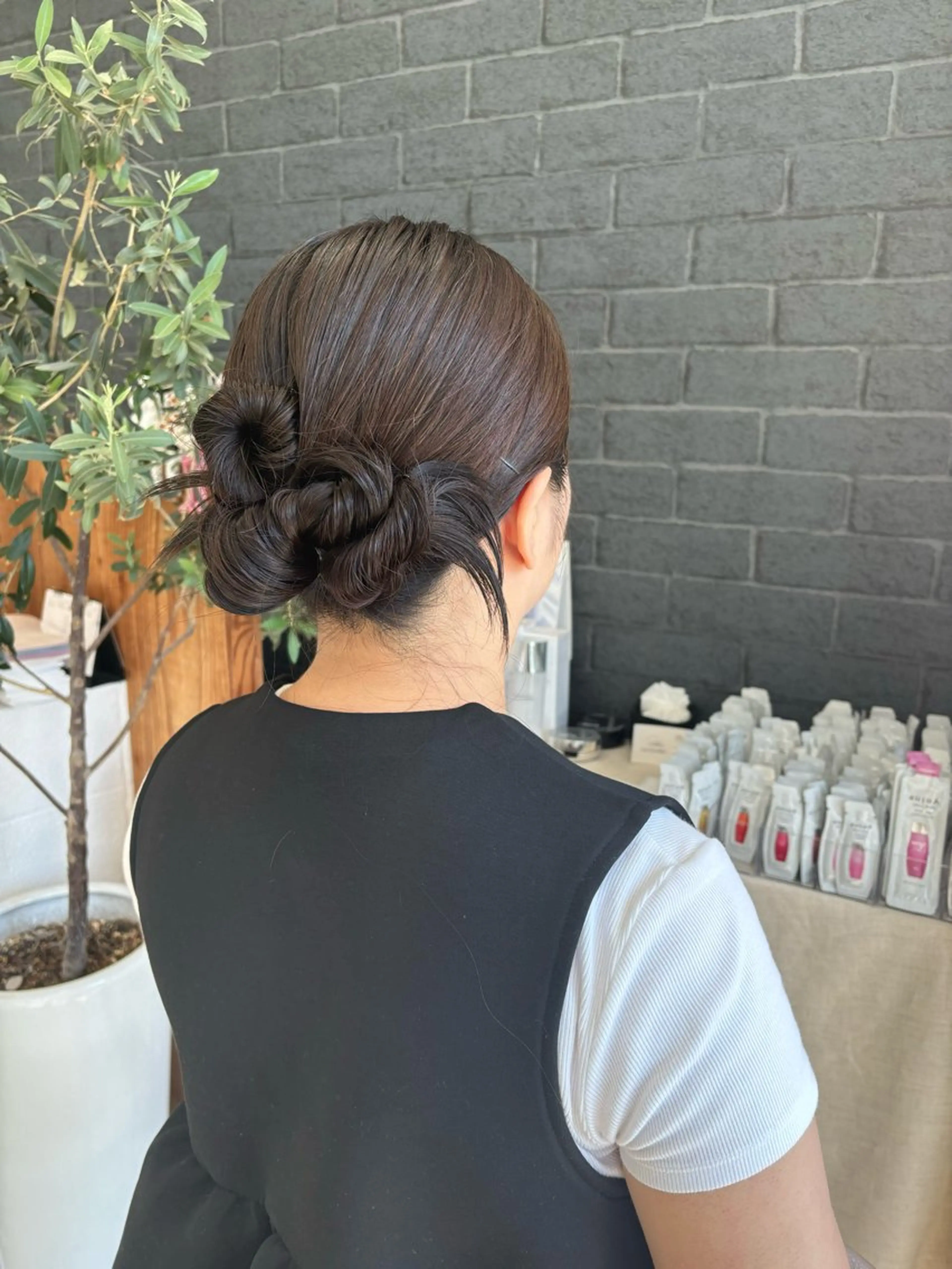 ミディアム カラー ヘアアレンジ パーマ ヤマグチ ユキナのヘアスタイル