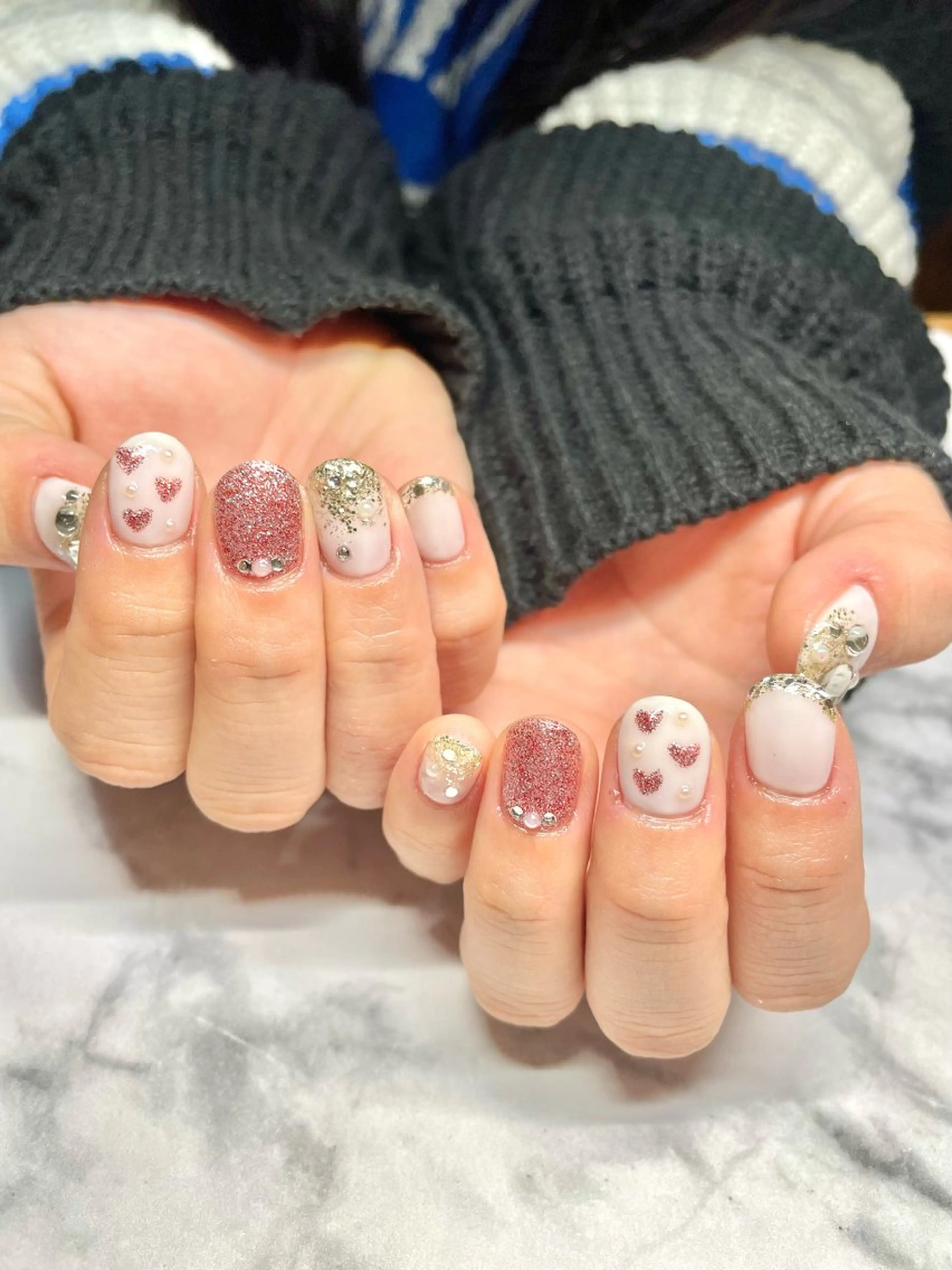 ネイル ハート バレンタイン ピュアネイル& オンディーヌのネイルデザイン