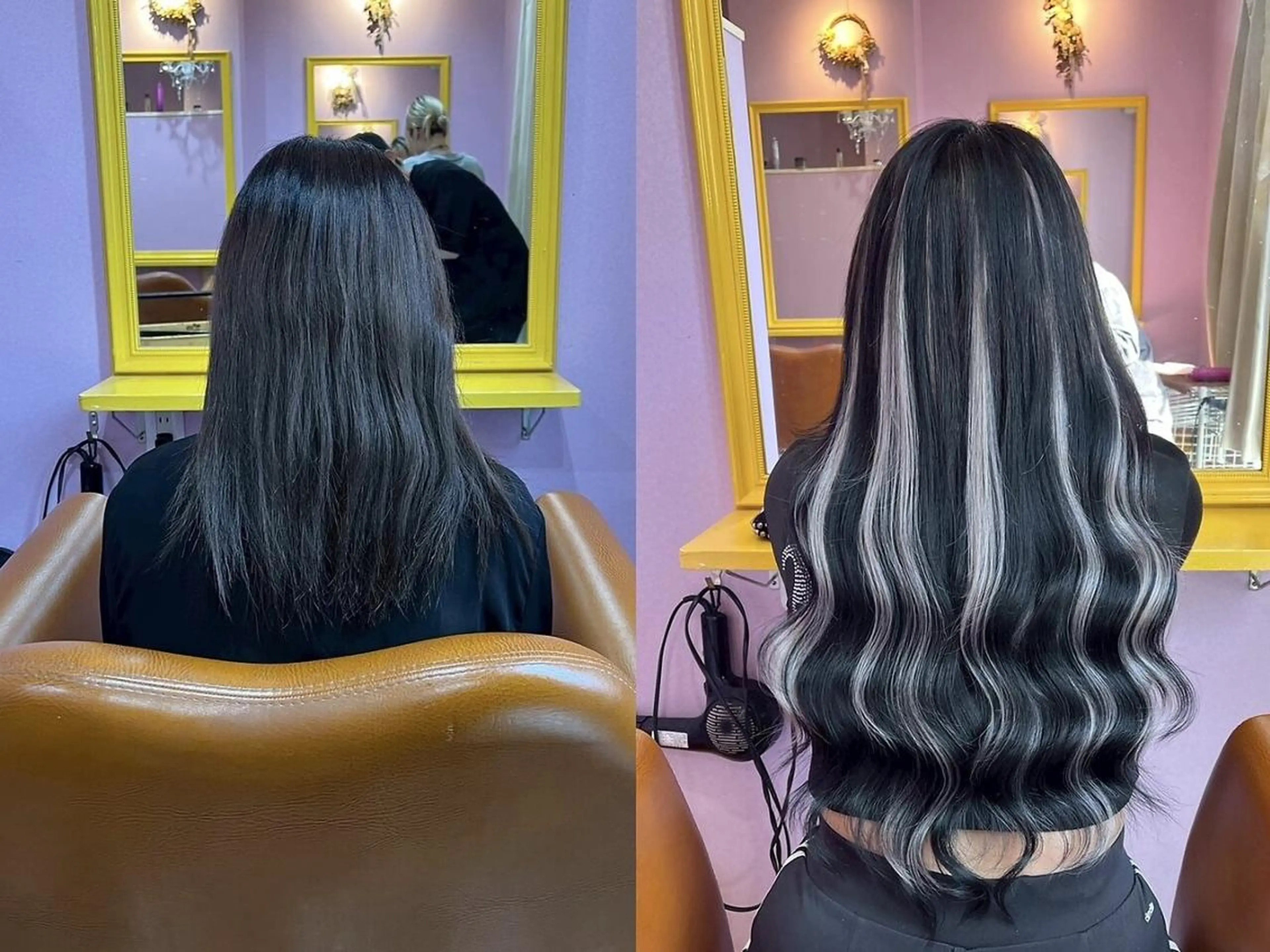 ロング ヘアアレンジ カラー アディクシーカラー バレイヤージュ ブリーチ イルミナカラー パープルカラー チビ編み込みエクステ どぅ〜す/YUIのヘアスタイル