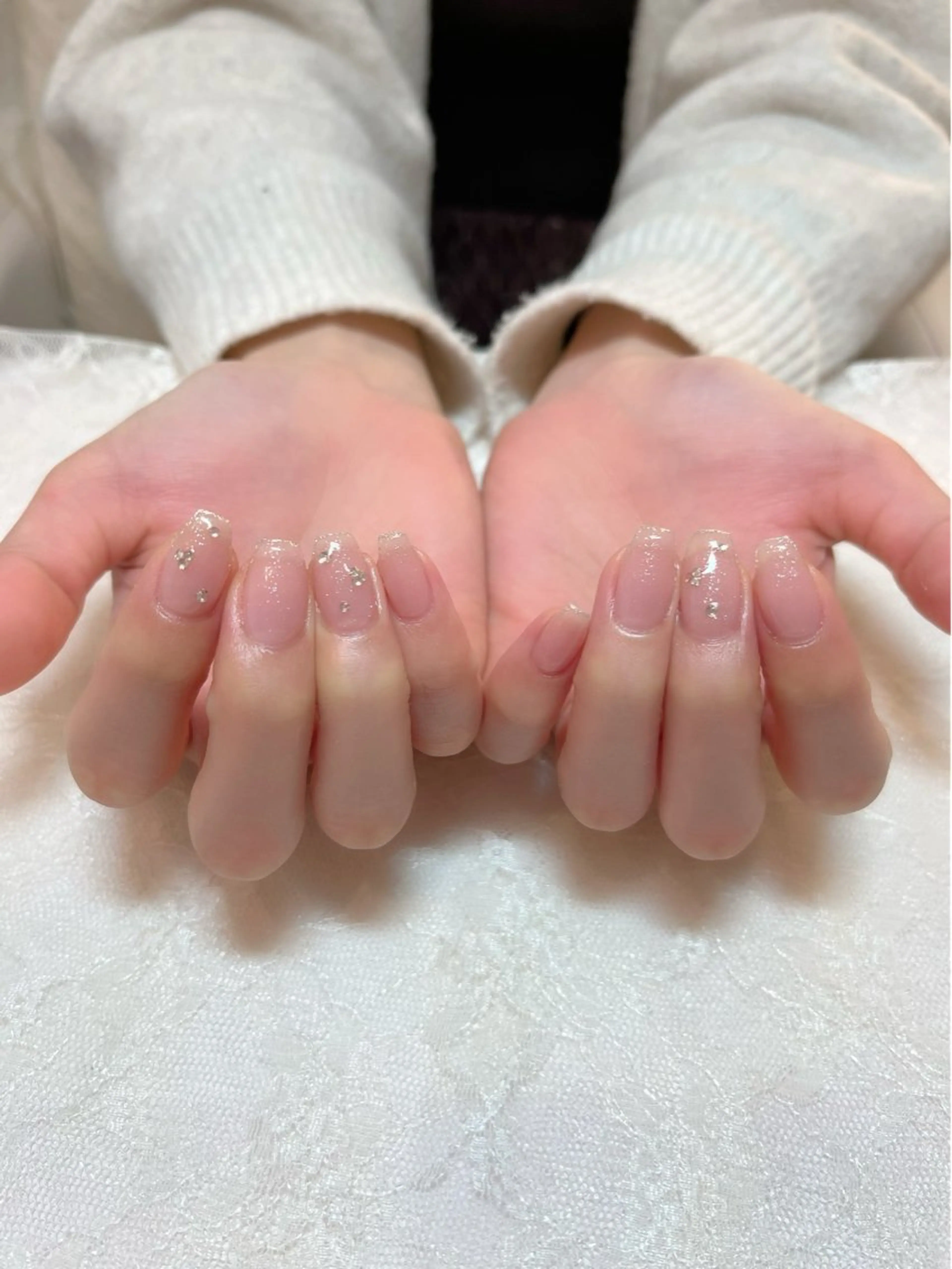 ネイル フレンチネイル ラメ(グリッター) ハンドケア aoinail所属・aoi nailのネイルデザイン