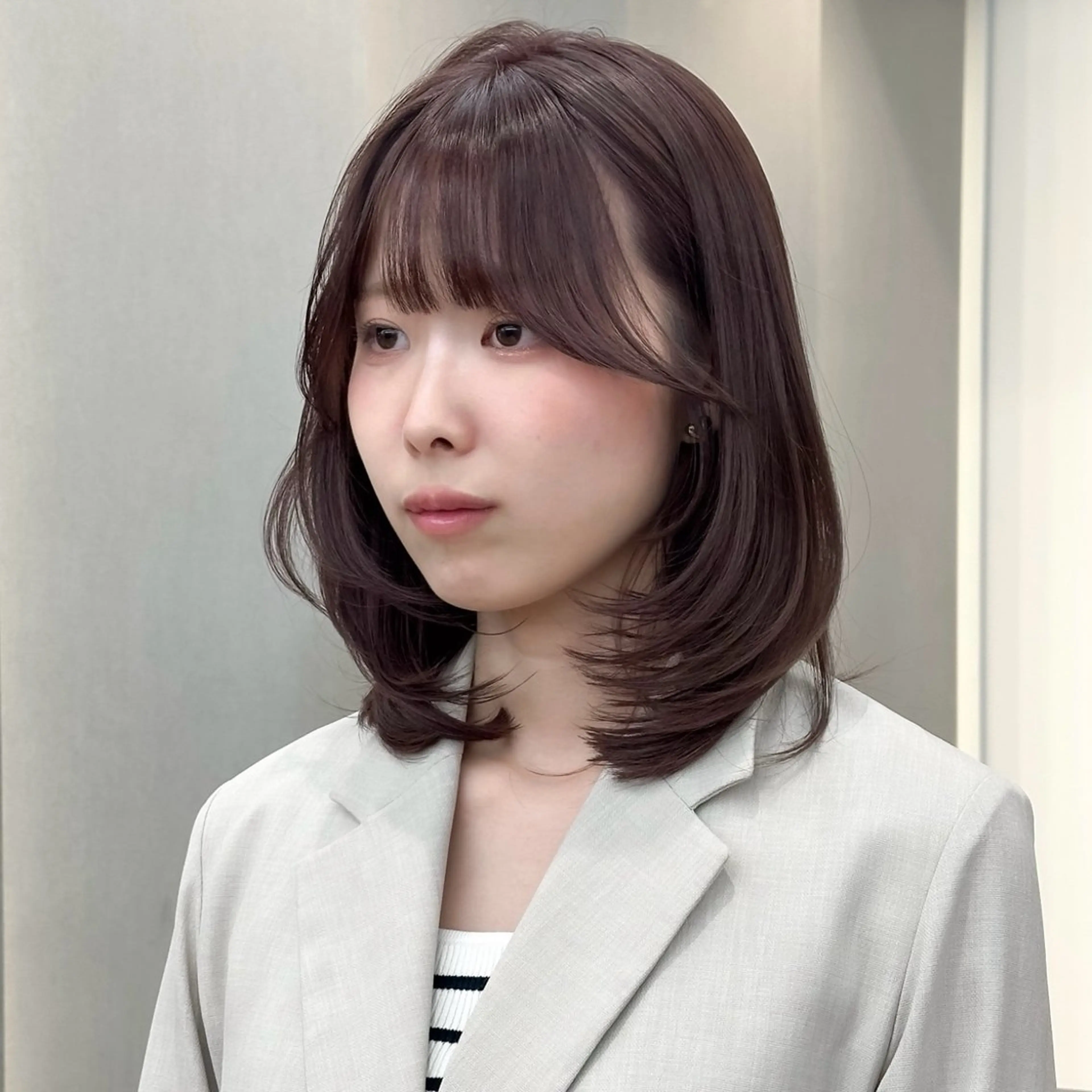 ミディアム カット ヘアカラー トリートメント 縮毛矯正/韓国ヘア /レイヤー🎀ミズキのヘアスタイル