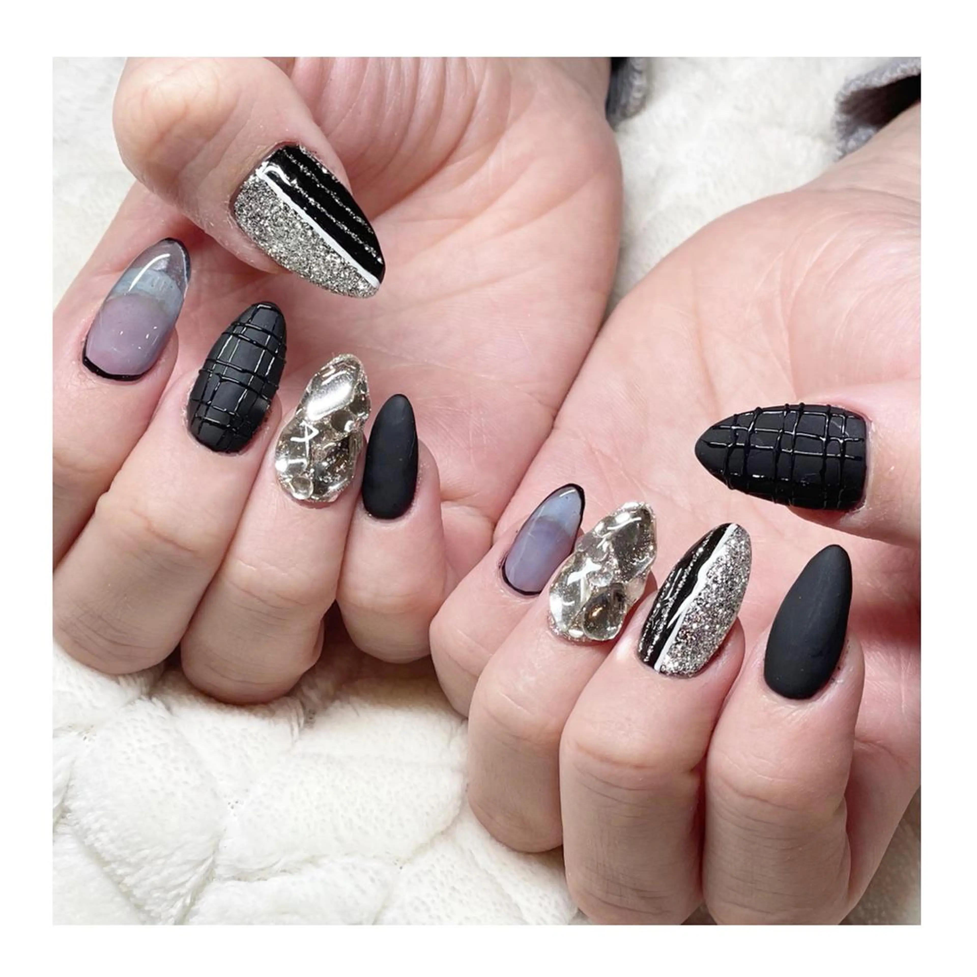 ネイル クリアネイル ジェルネイル ラメ(グリッター) マットネイル ストーンネイル ハンドネイル LaLa Peach 福岡のマツエク・マツパデザイン