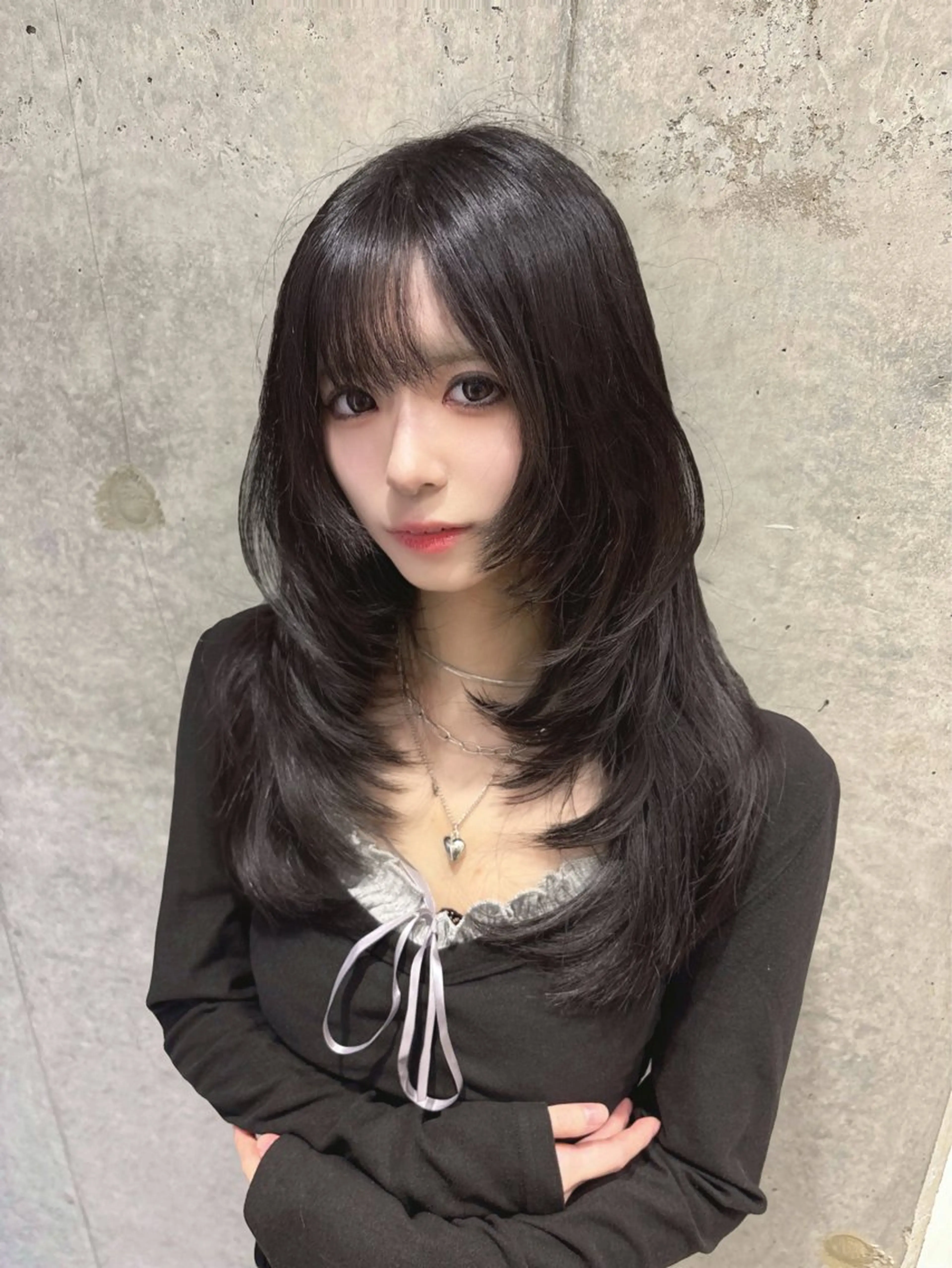 セミロング カラー 韓国レイヤー透明感 カラーヨウスケのヘアスタイル