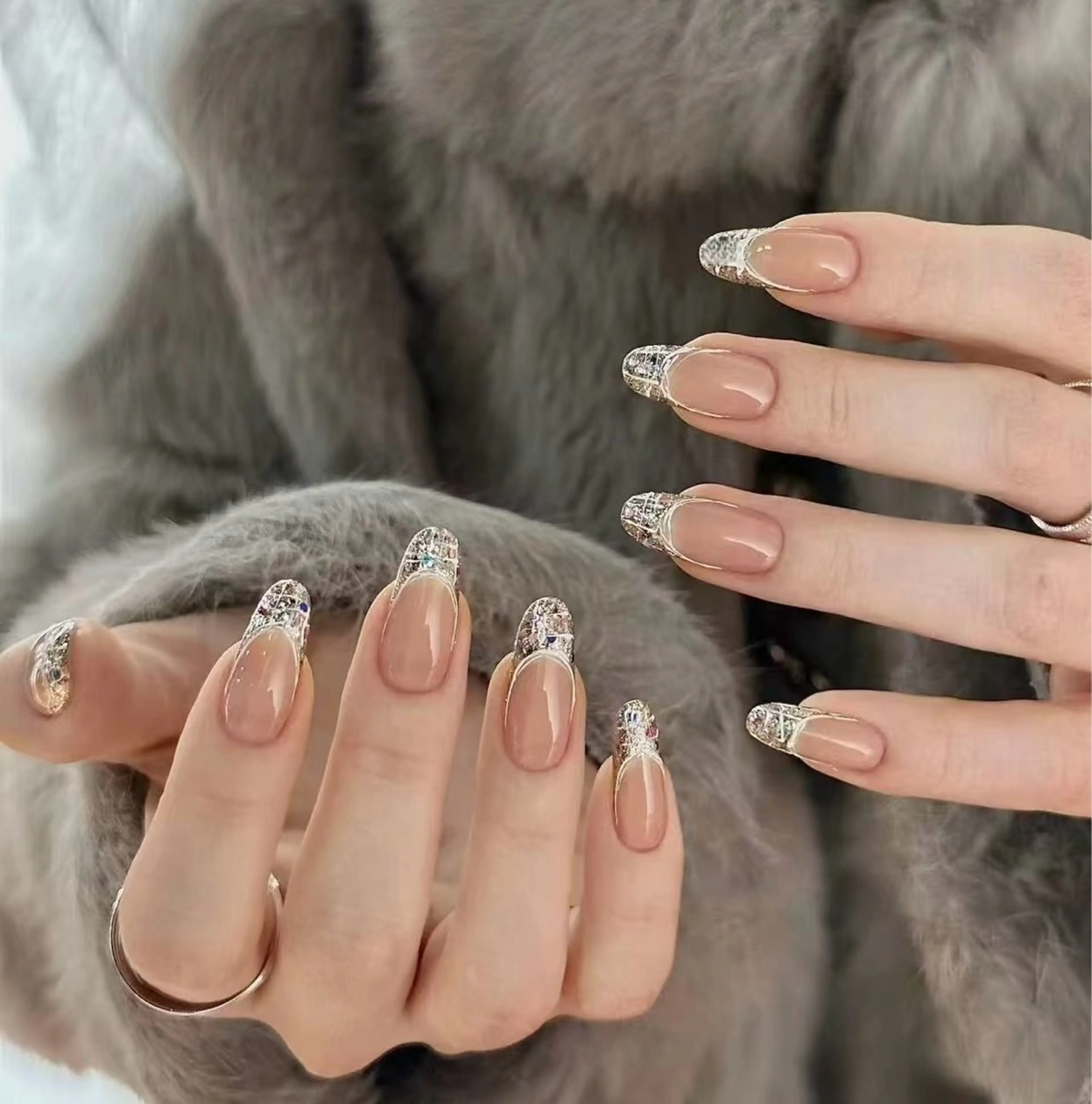 ネイル フラワーネイル フレンチネイル ジェルネイル ガラスフレンチ ハート ハンドネイル BabyYouMi nailのネイルデザイン