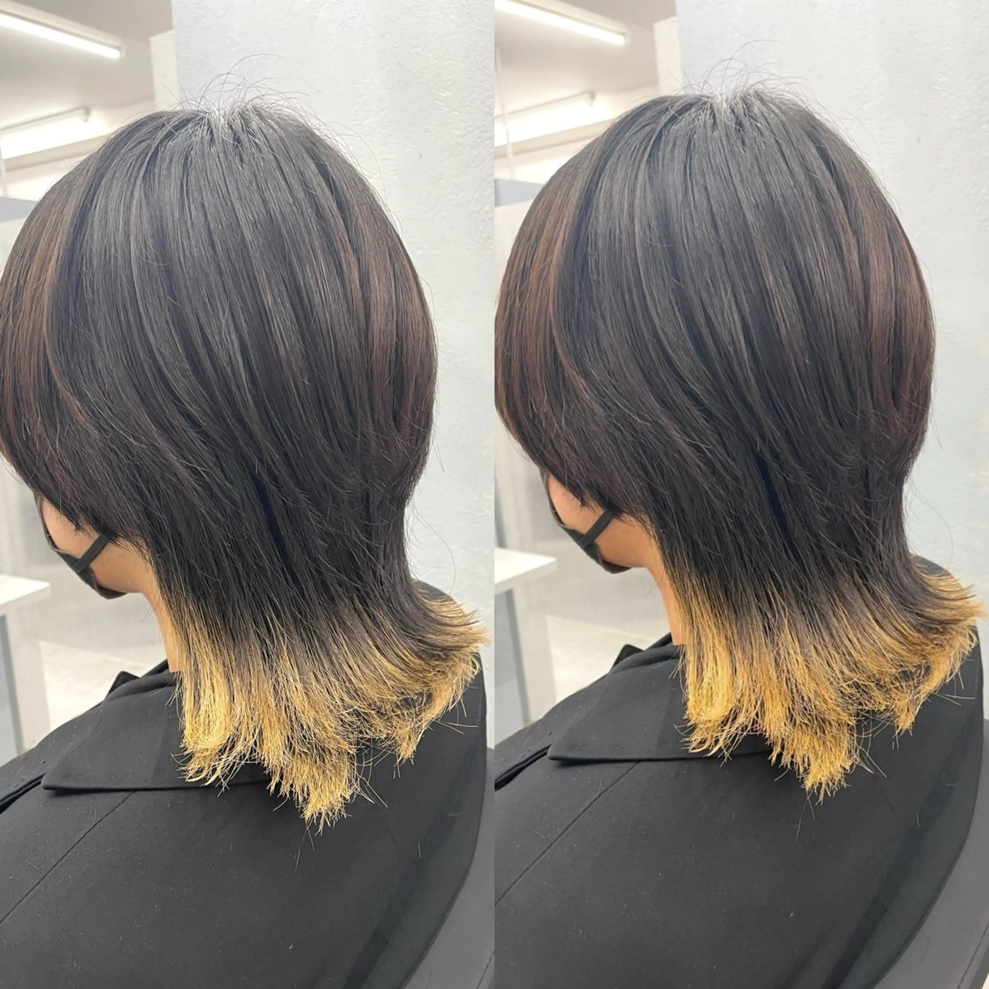 ミディアム レイヤーカット ウルフカット カット トリートメント ヘアセット ブリーチ無しダブル カラー🦕まどかのヘアスタイル