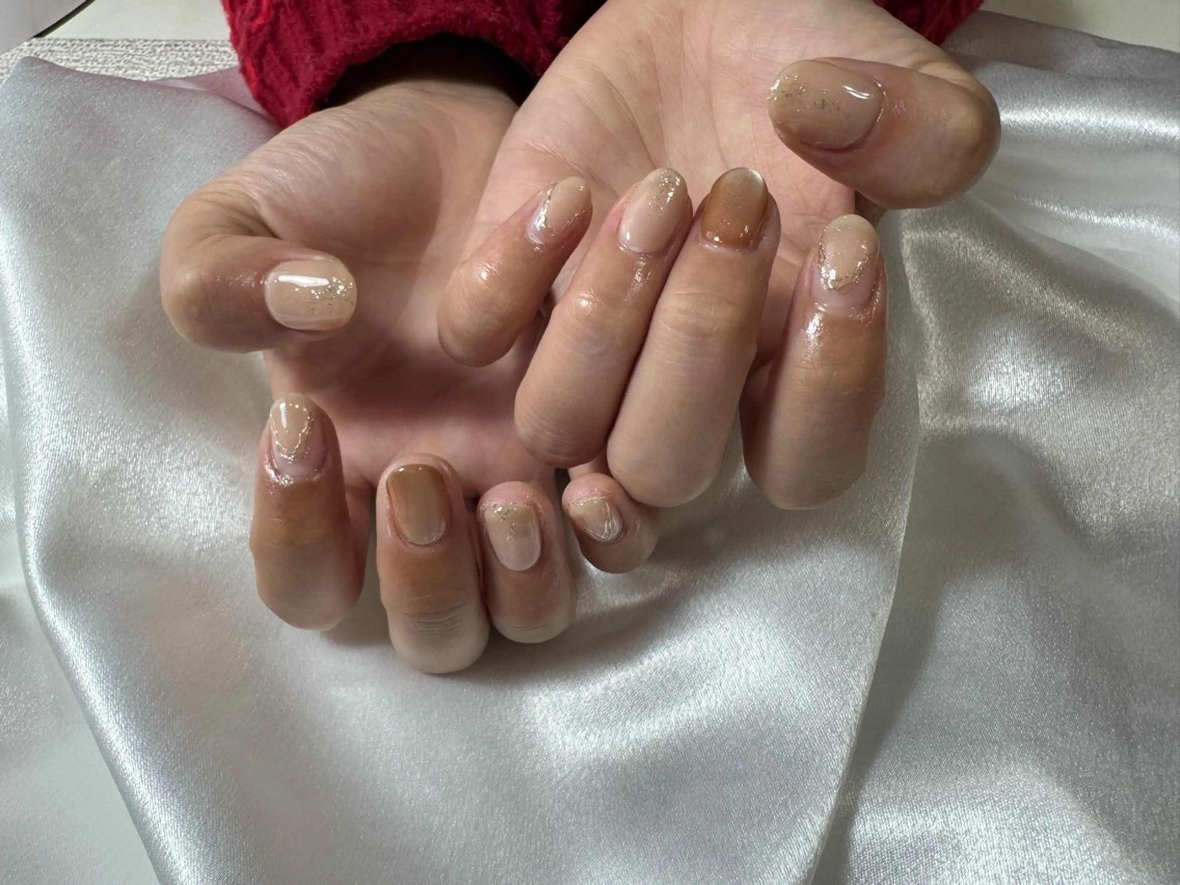 ネイル オーロラネイル フットネイル フレンチネイル ジェルネイル ハート ハンドネイル kikinail 溝の口のネイルデザイン