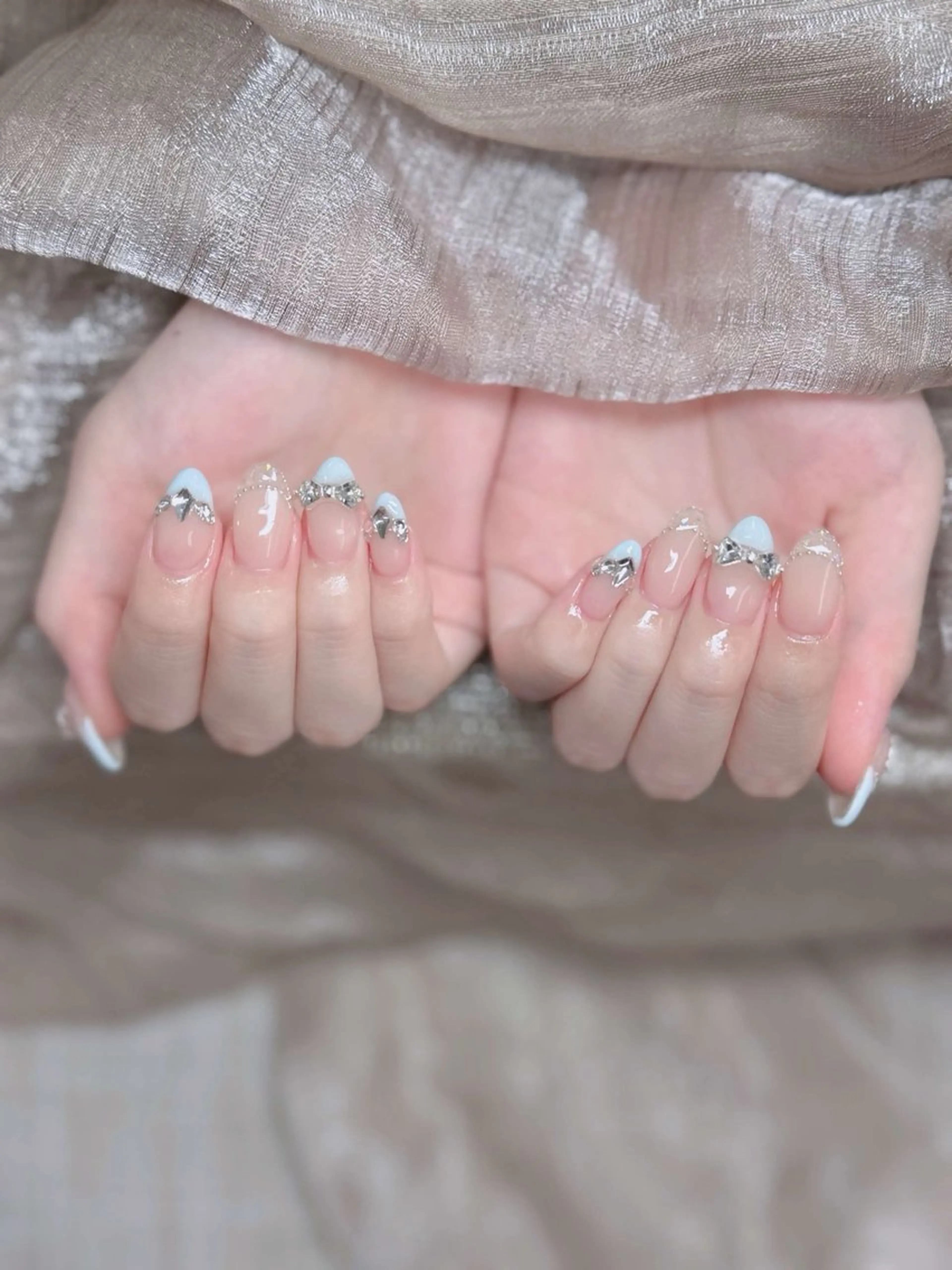 ネイル フレンチネイル ジェルネイル ガラスフレンチ ハロウィン ハート ハンドネイル H.baby Nail Salonのネイルデザイン