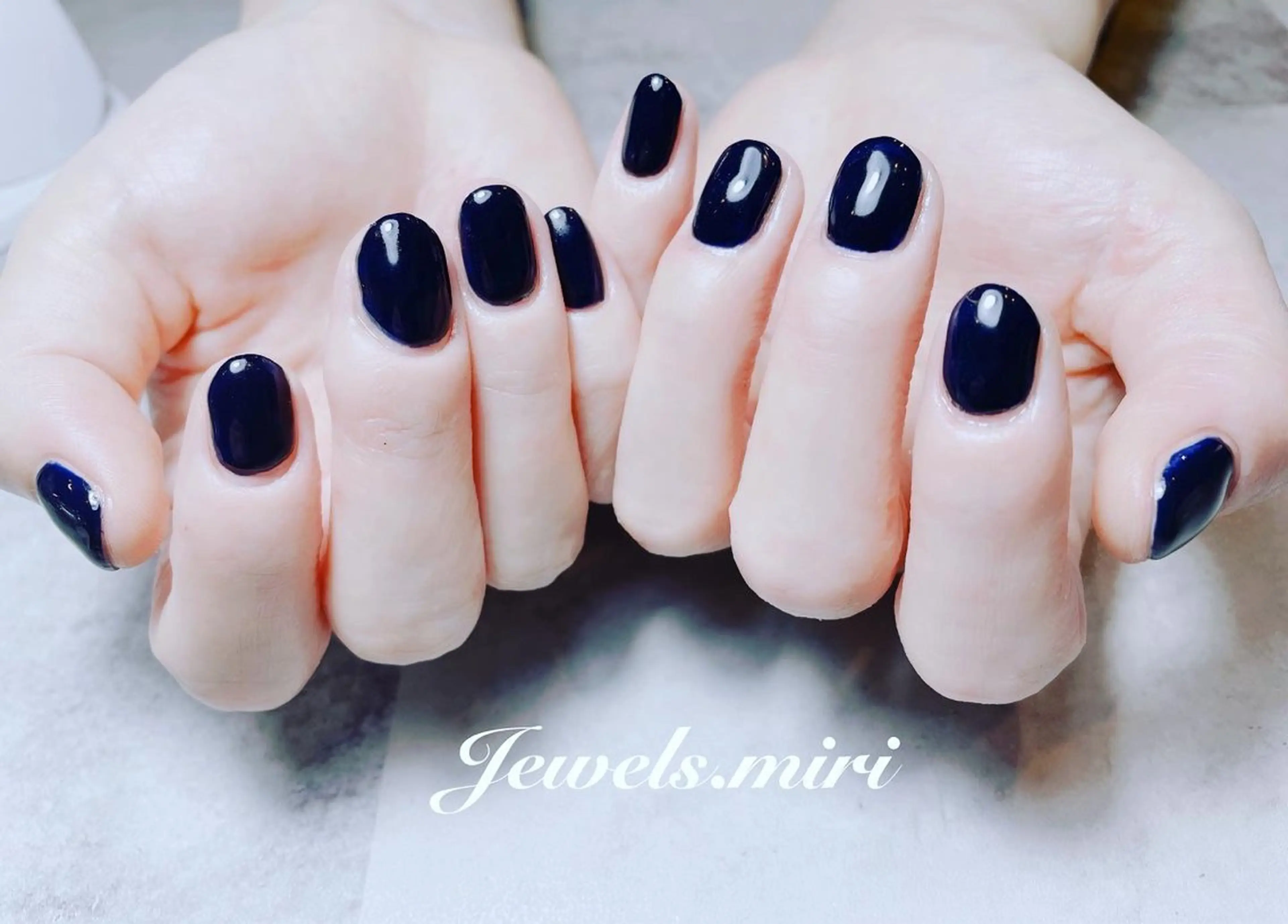 ネイル ジェルネイル ネイビー ワンカラーネイル 冬ネイル ネイルサロン Jewels Mのネイルデザイン