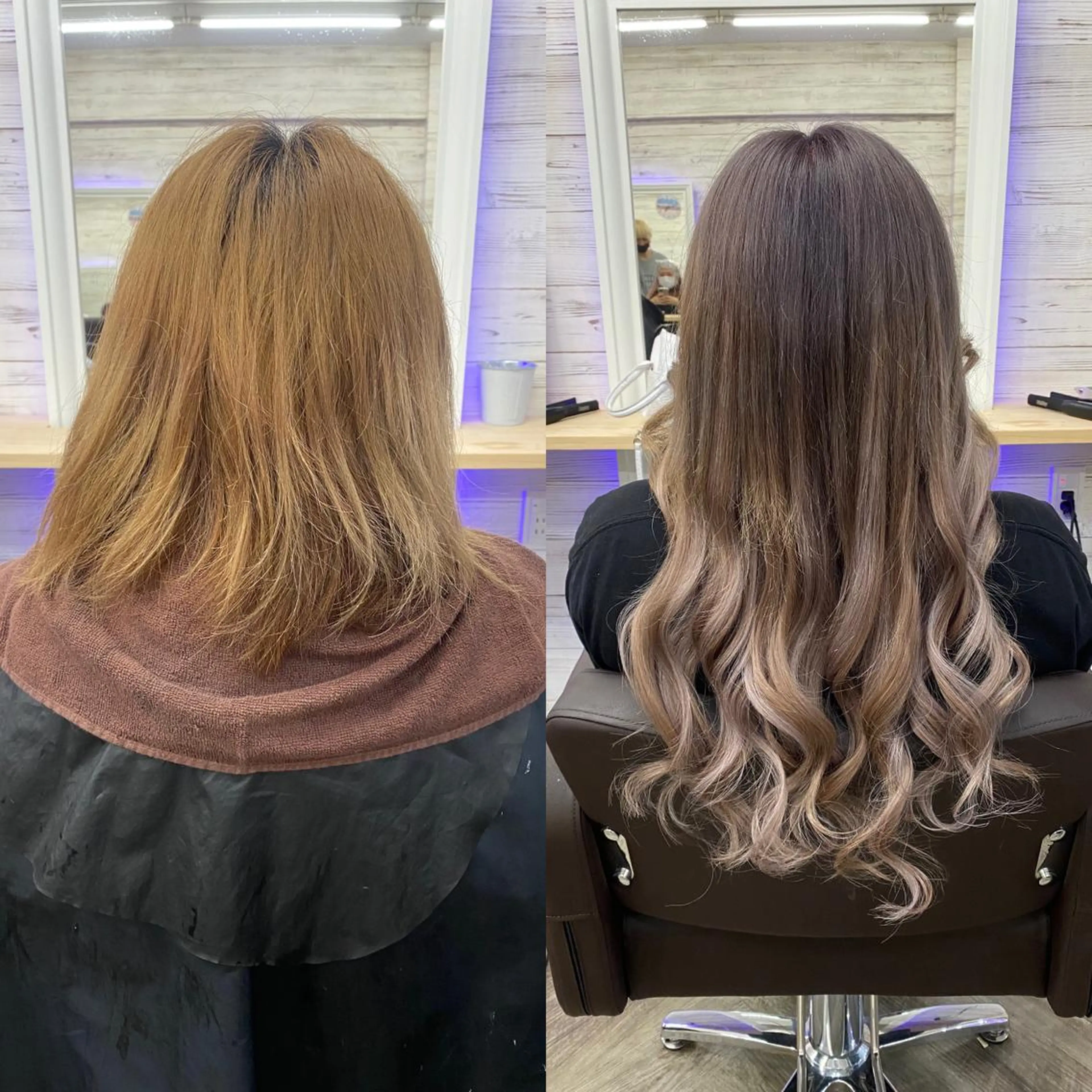 ロング カラー ヘアアレンジ アイブロウ ショートボブ 編み込みエクステ シールエクステ バレイヤージュ ベージュカラー LAVENDIA 初音のヘアスタイル