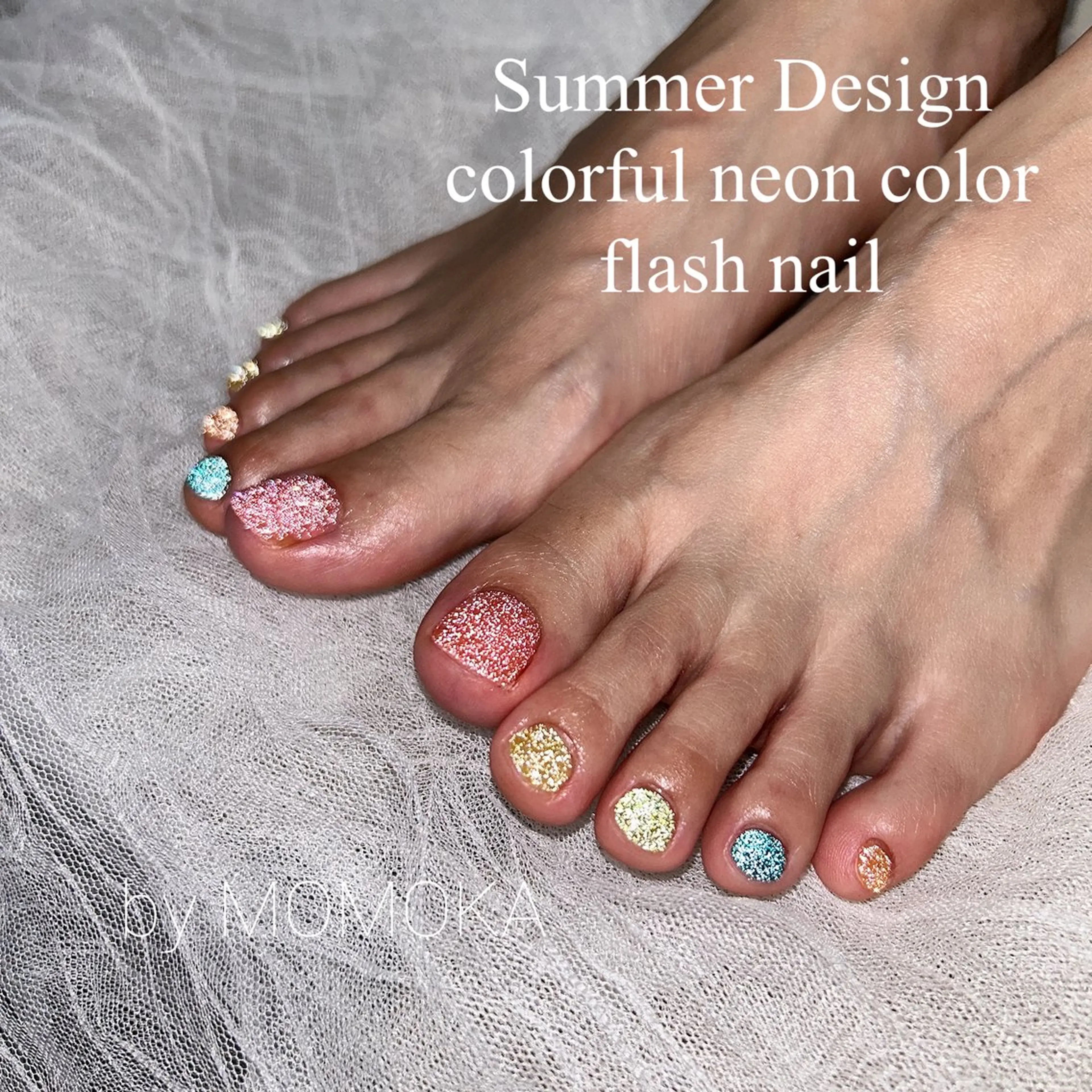 ネイル フラッシュネイル フットネイル フットネイル momoka_nails所属・Momo nailsalonのネイルデザイン