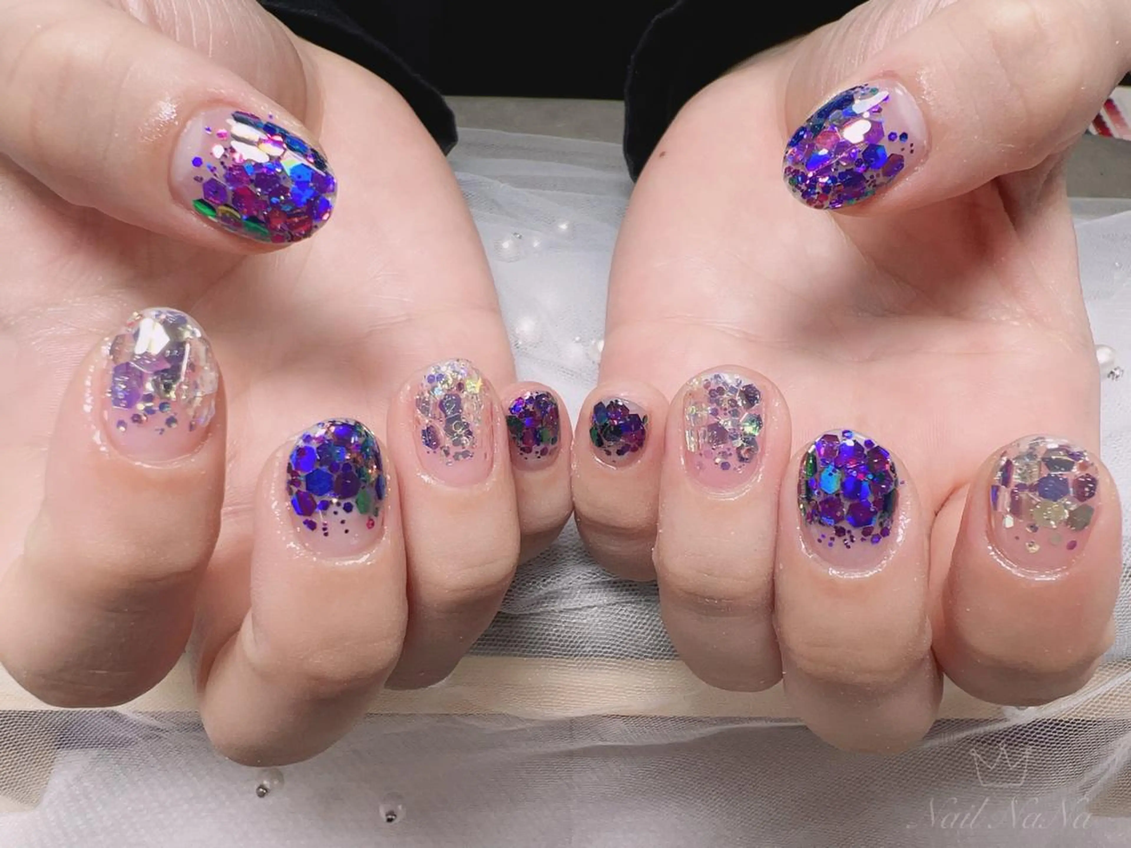 ショート カラー ネイル ラメ(グリッター) ハンドネイル Nail NaNaのネイルデザイン