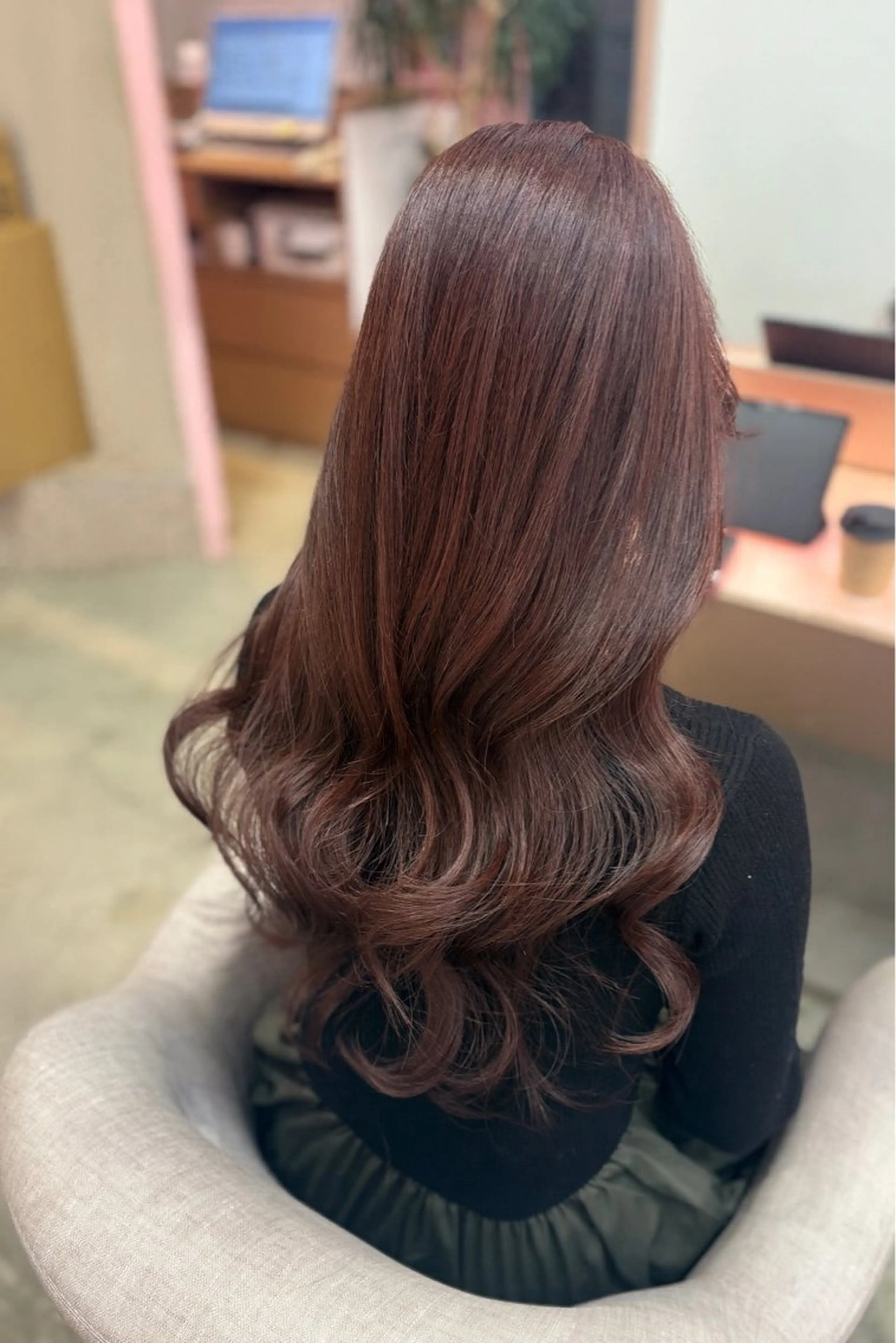 ロング カラー Miu 名古屋カット ミディアム/ピンク髪のヘアスタイル