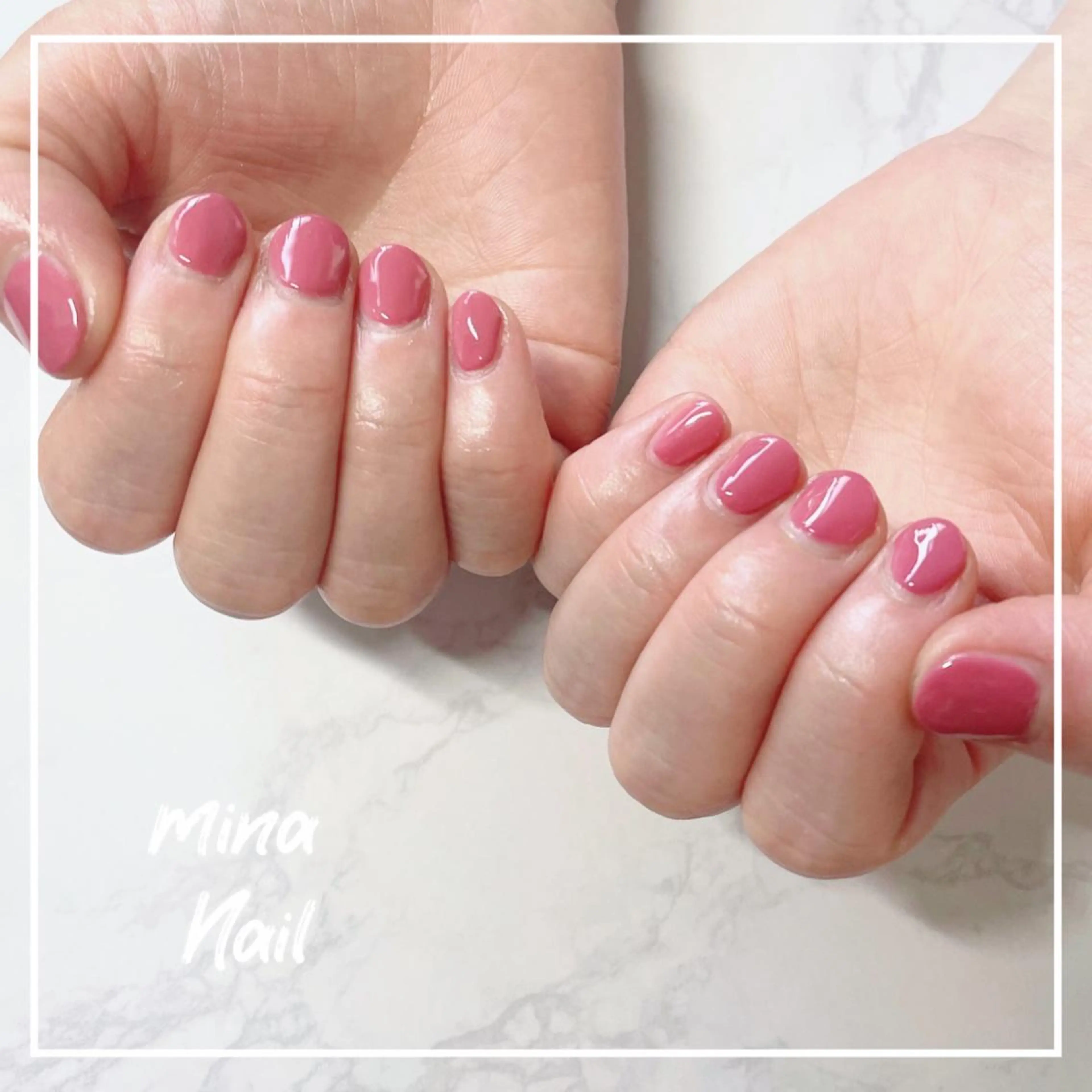 ネイル ジェルネイル ワンカラーネイル ピンク ショートネイル mina Nailのネイルデザイン