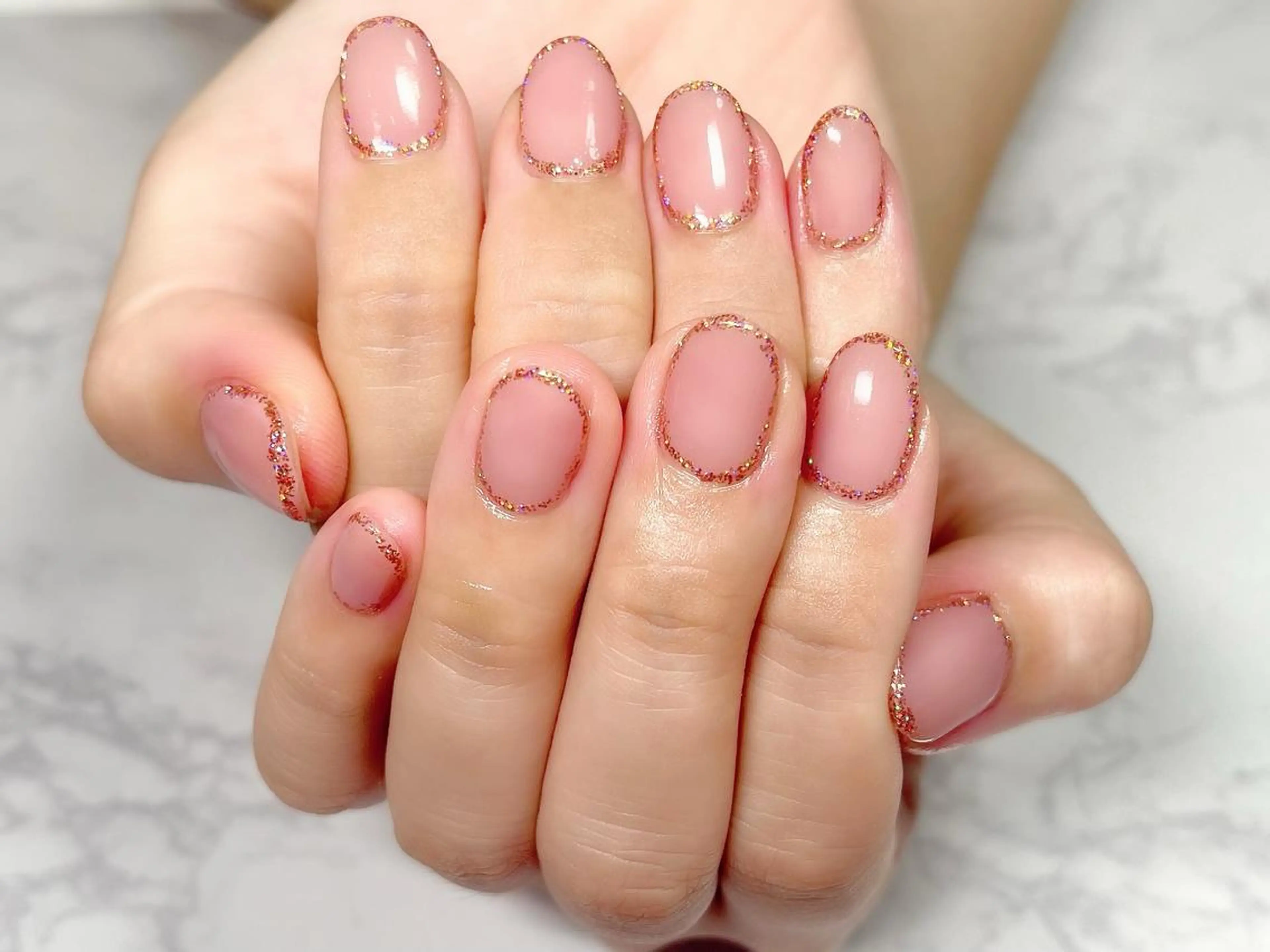 ネイル ゴールド ラメ(グリッター) ピンク ハンドネイル KURELLY所属・Nail Salon KURELLYのネイルデザイン