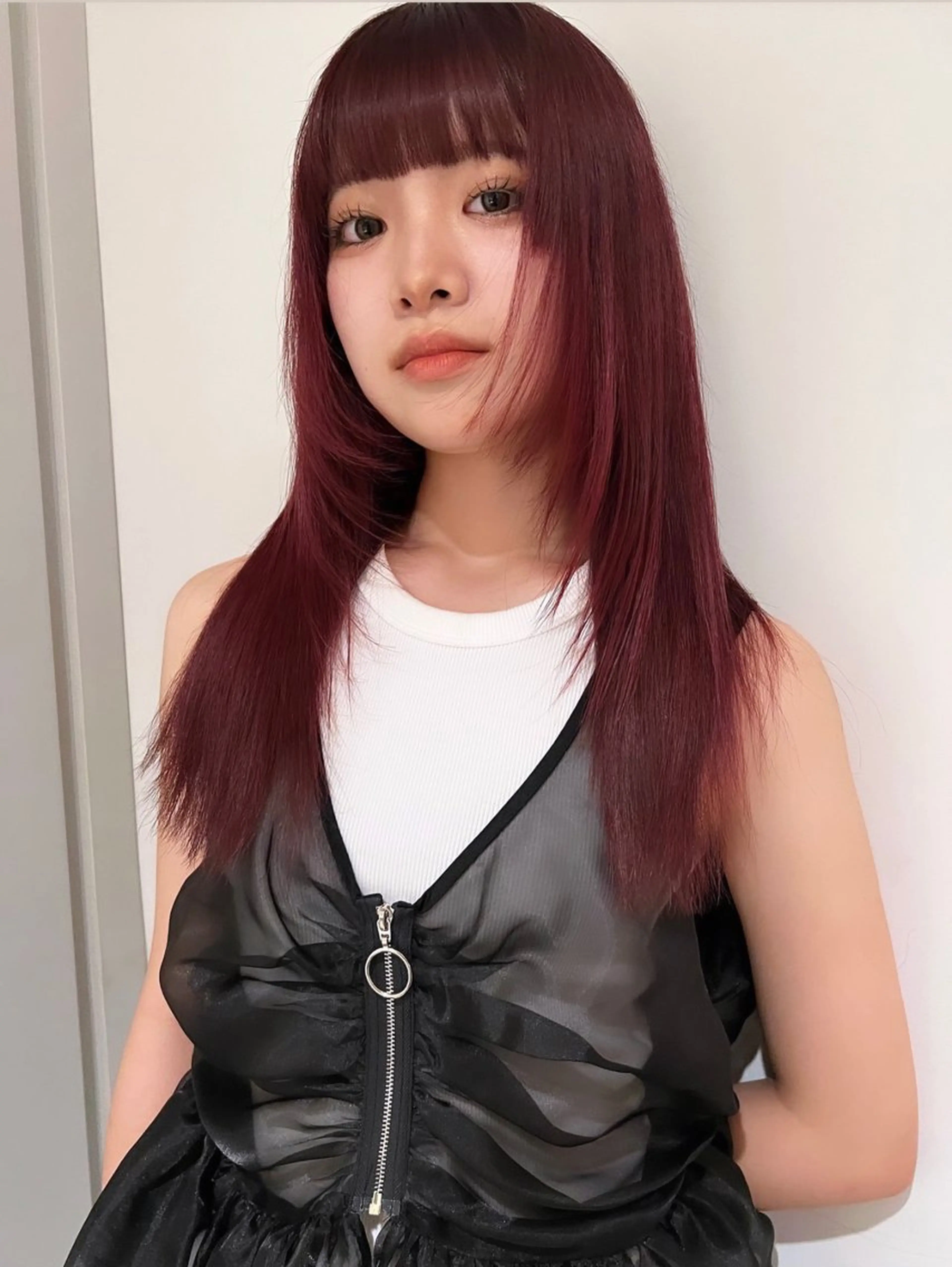 ロング カラー パーマ ヘアカラー ハッシュレイヤー ༊*·˚ リナのヘアスタイル