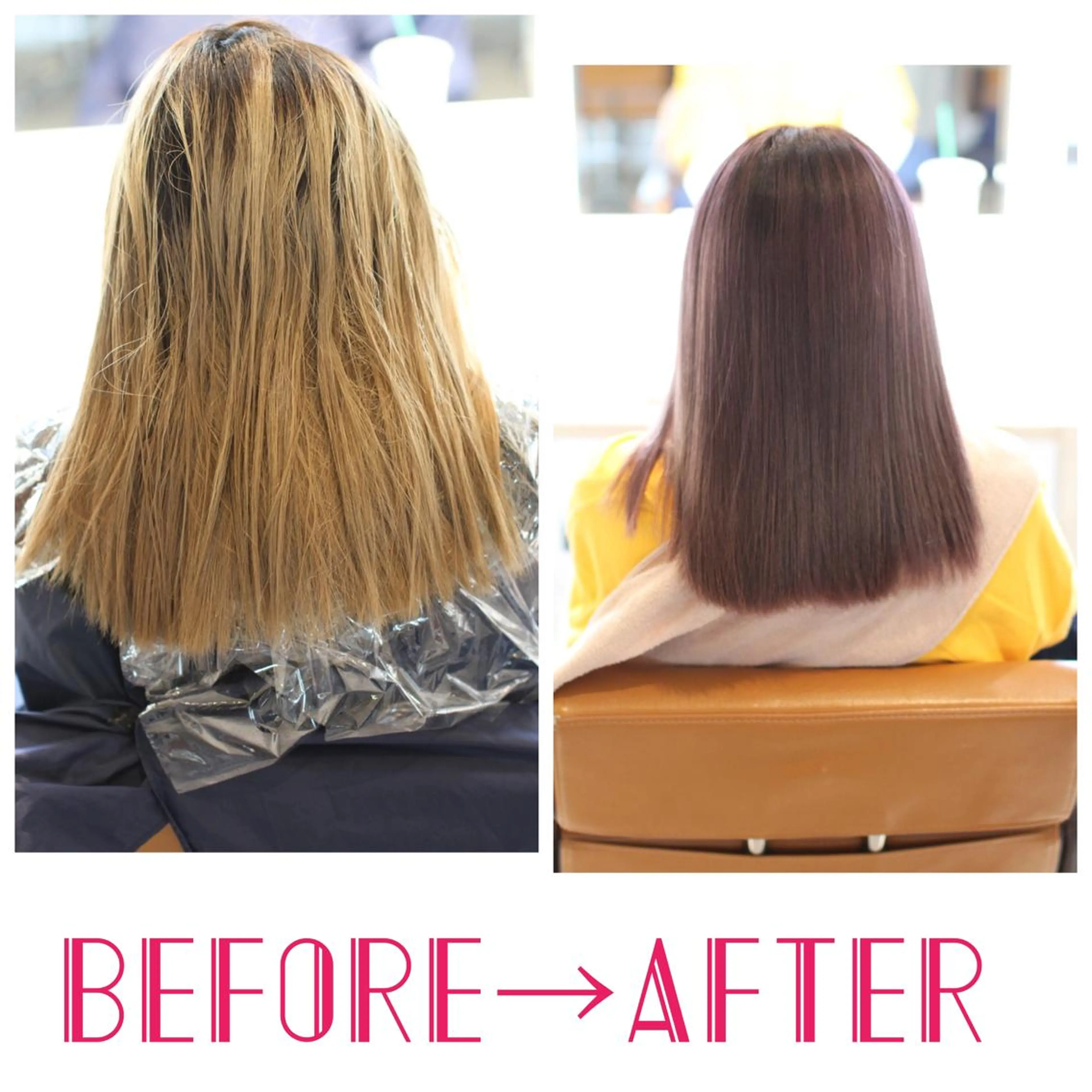 ミディアム カラー ブリーチ ピンクカラー 髪質改善＆縮毛矯正 三上大地のヘアスタイル