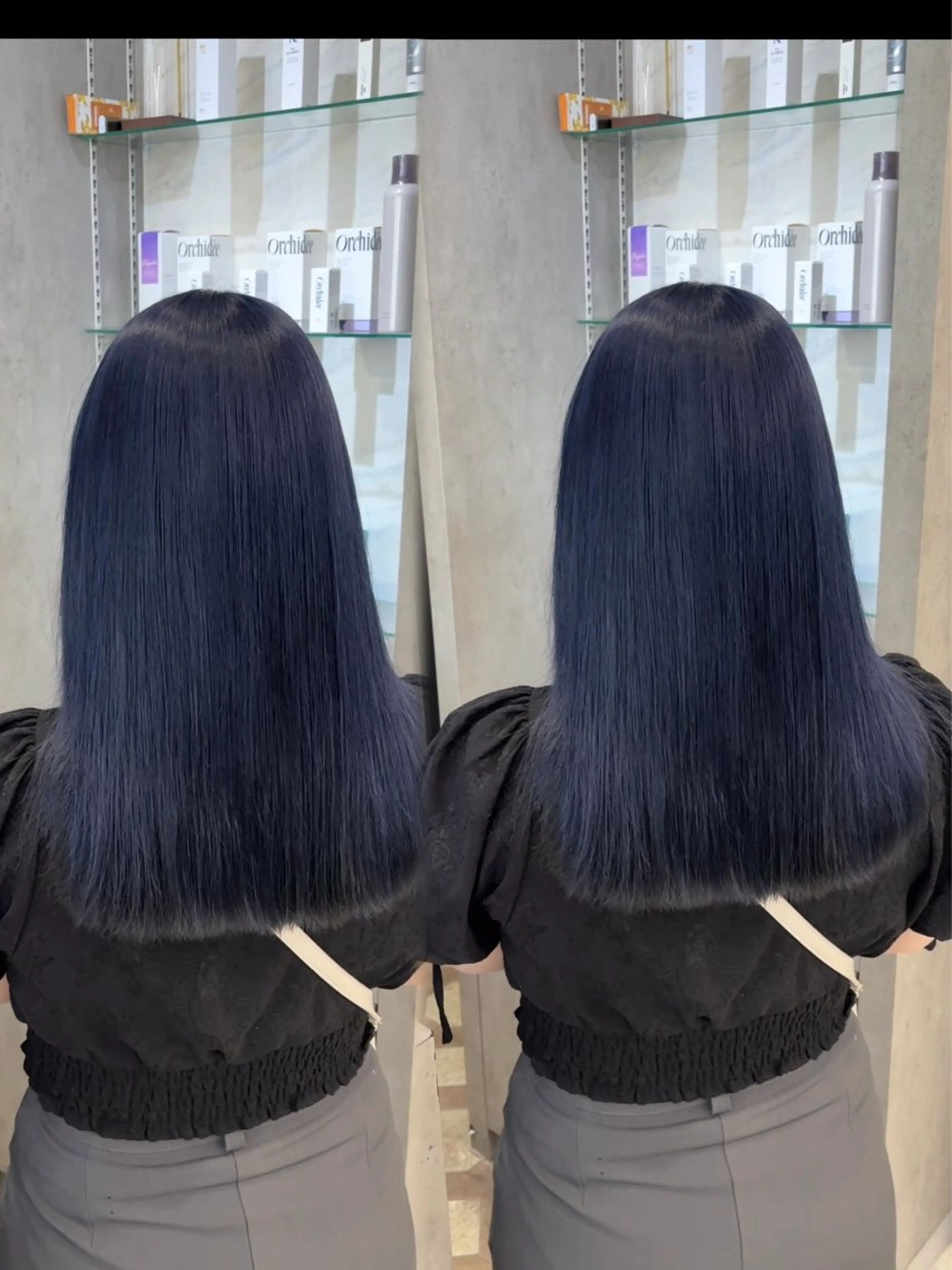 ロング カット ヘアカラー トリートメント 韓国ヘア/ブリーチ無 しWカラー/オリーブのヘアスタイル