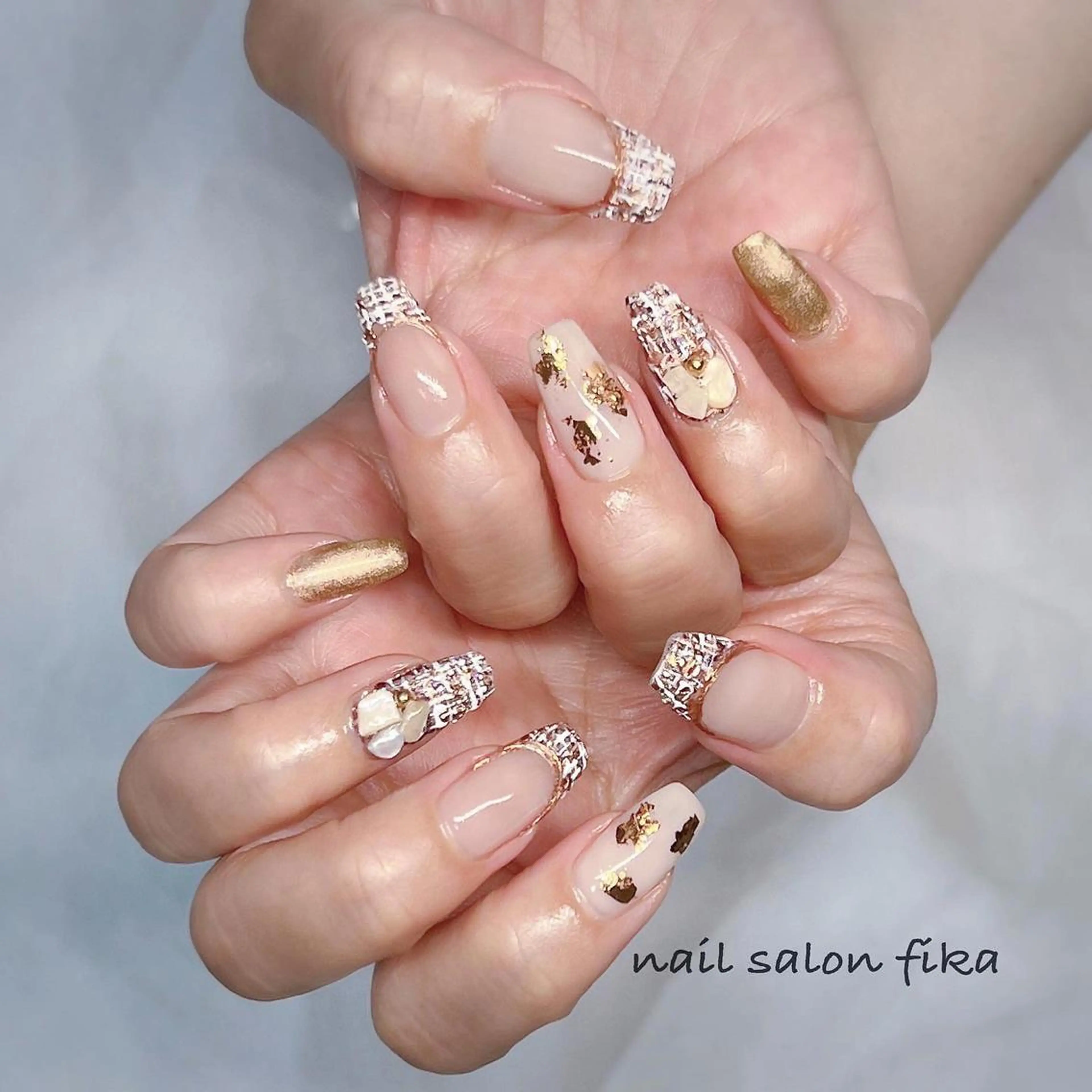 ネイル ツイードネイル ハンドネイル nail salon fikaのネイルデザイン