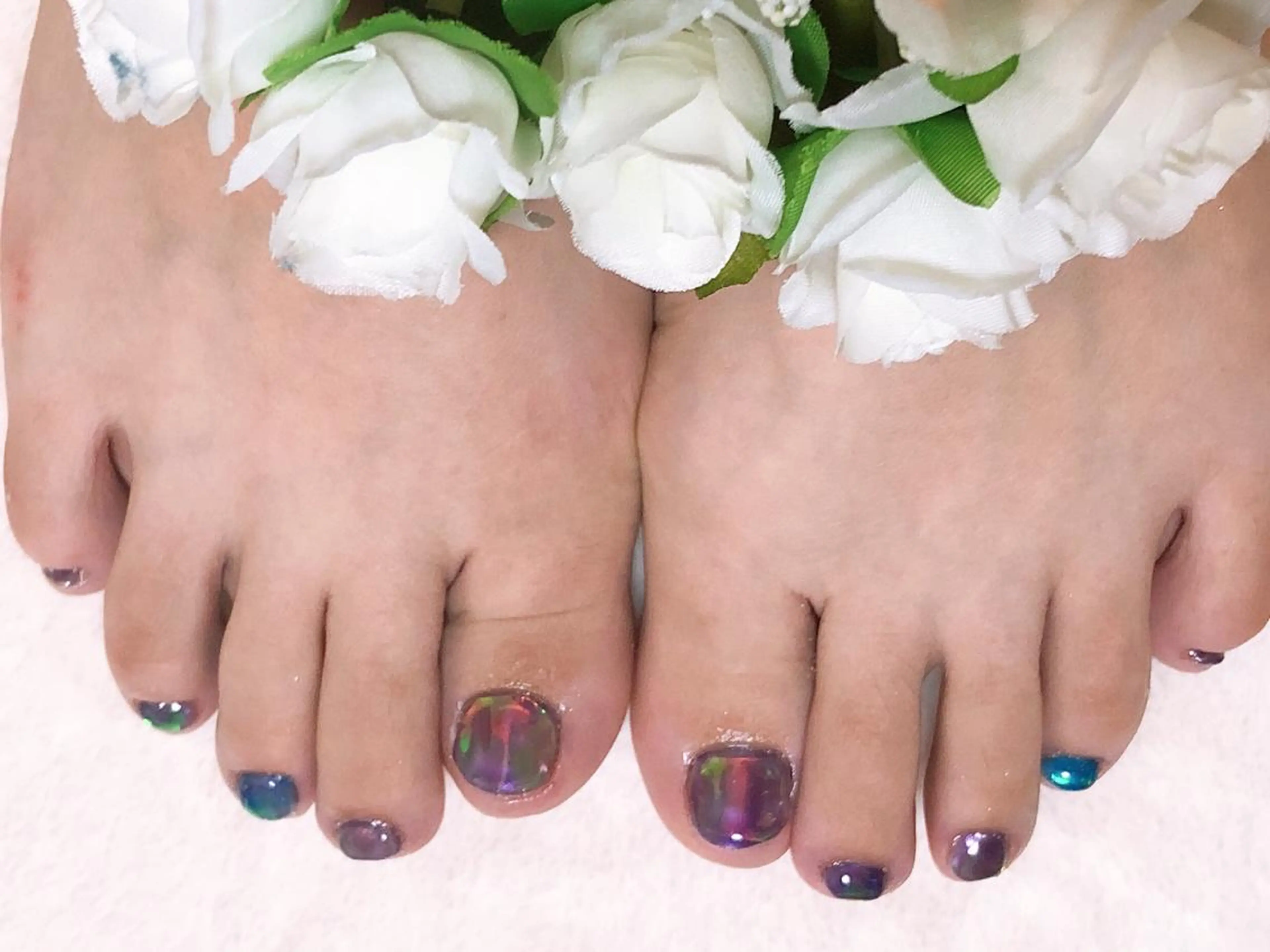 ネイル ブルー 氷ネイル・うるうるネイル パープル フットネイル 大和田 美貴のネイルデザイン