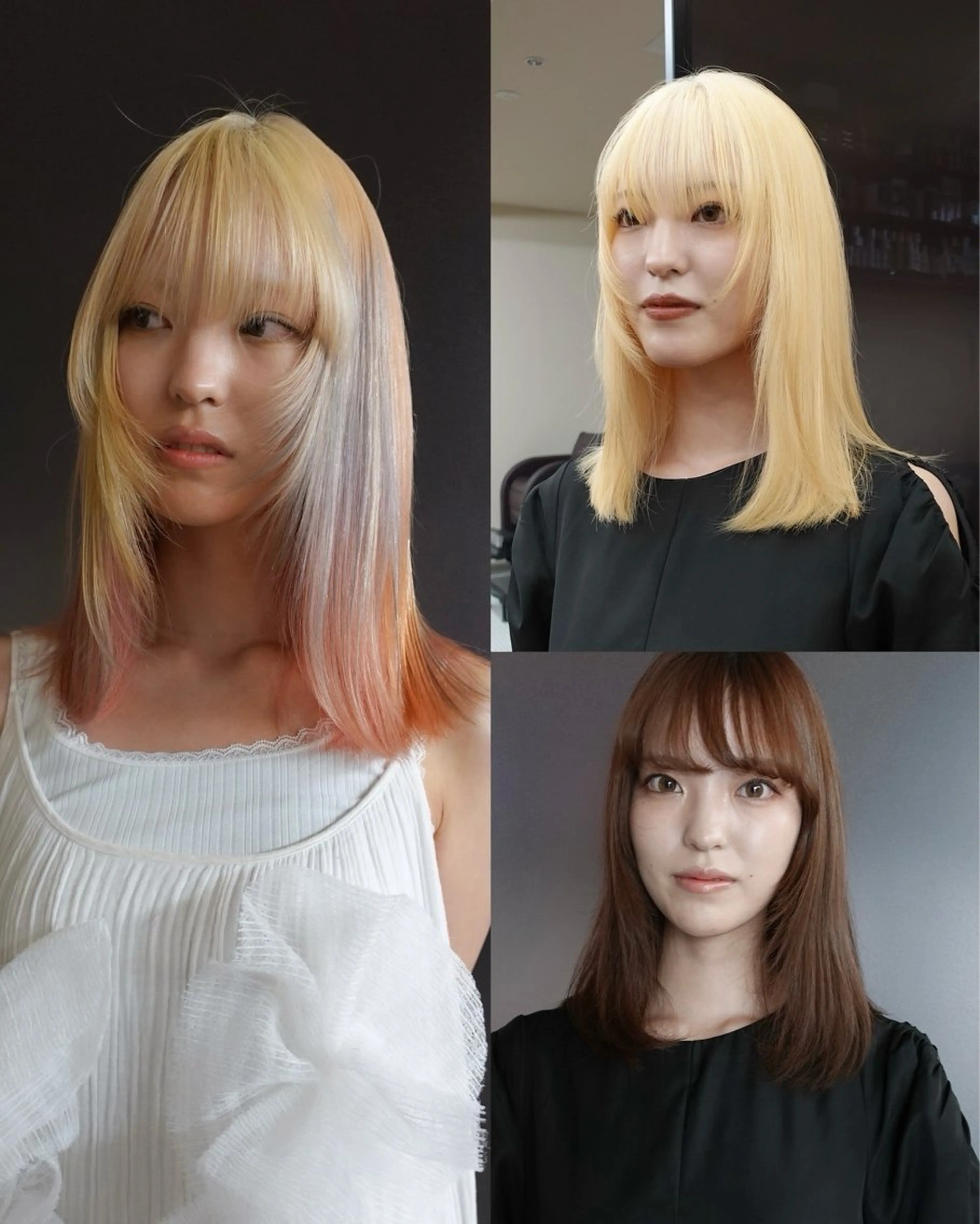 ミディアム カラー ブリーチ ケアブリーチ ダブルカラー ハイトーンカラー ボブ ヘアカラー トリートメント ヘアセット レイヤー専門家 ダブルカラー修のヘアスタイル