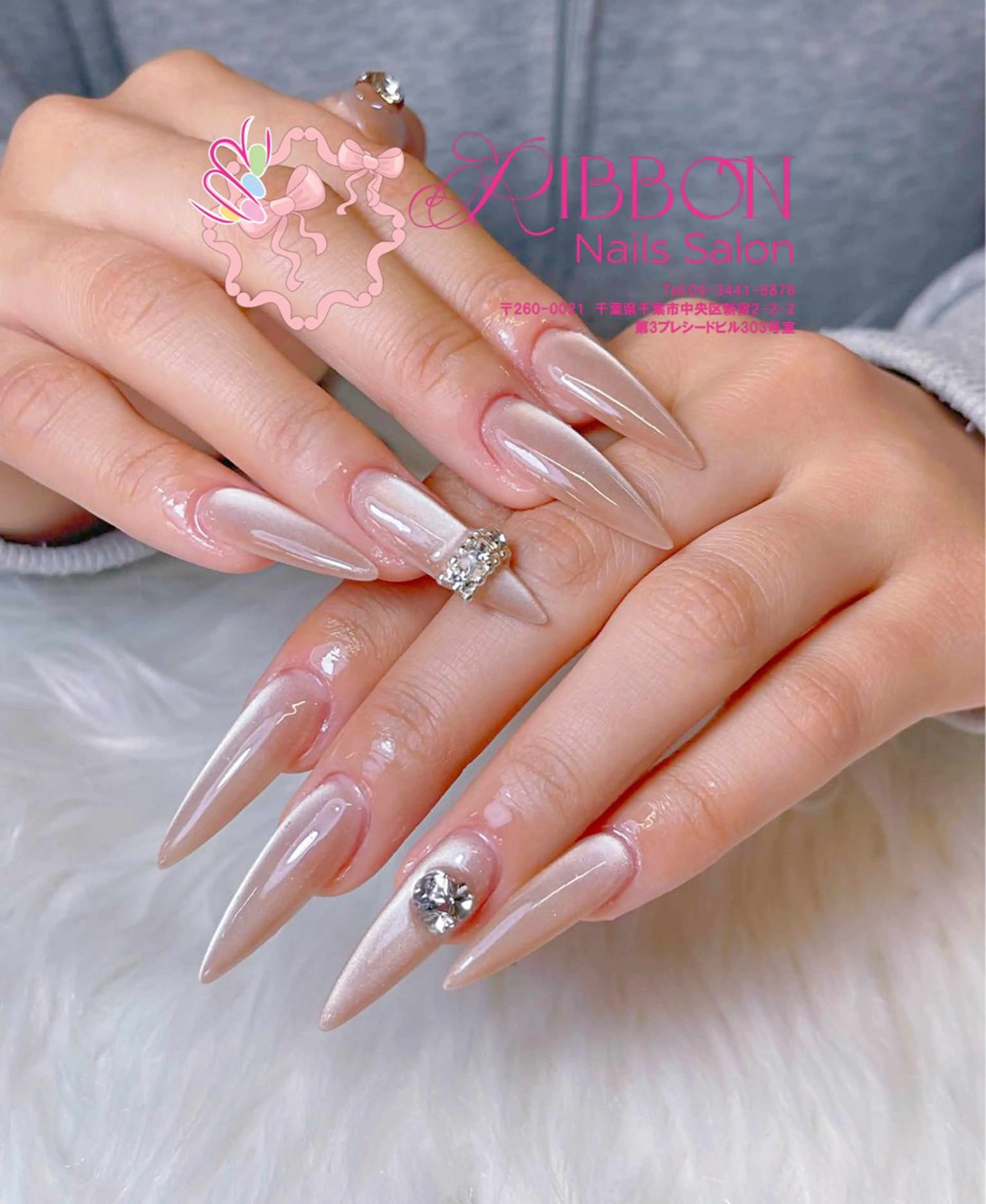 ネイル フレンチネイル ジェルネイル マグネットネイル 持ち込み ニュアンスネイル ハンドネイル Ribbonnail salonのネイルデザイン