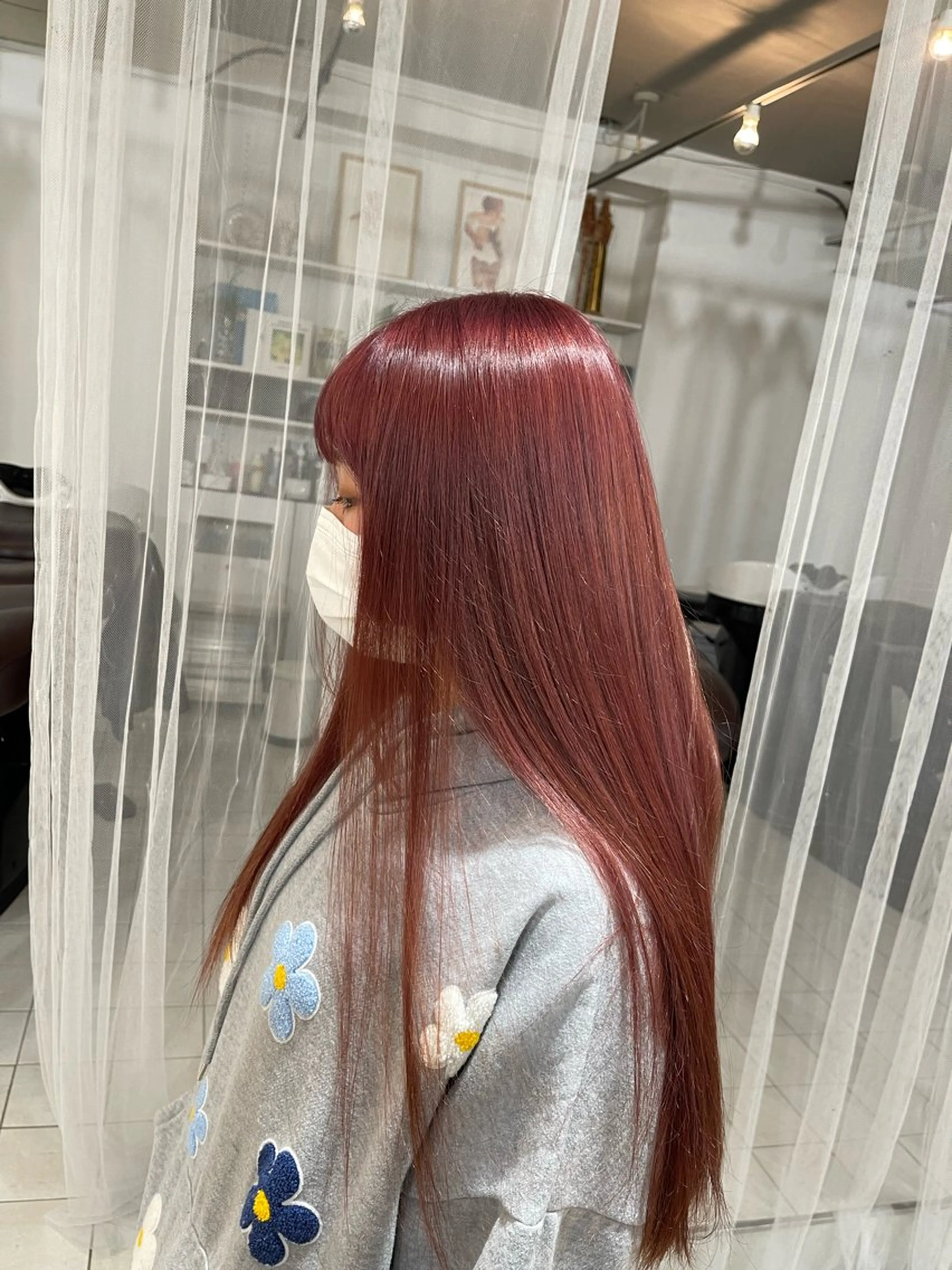 カラー ブリーチ カシス レッドカラー ボブ/レイヤー /河内温太のヘアスタイル