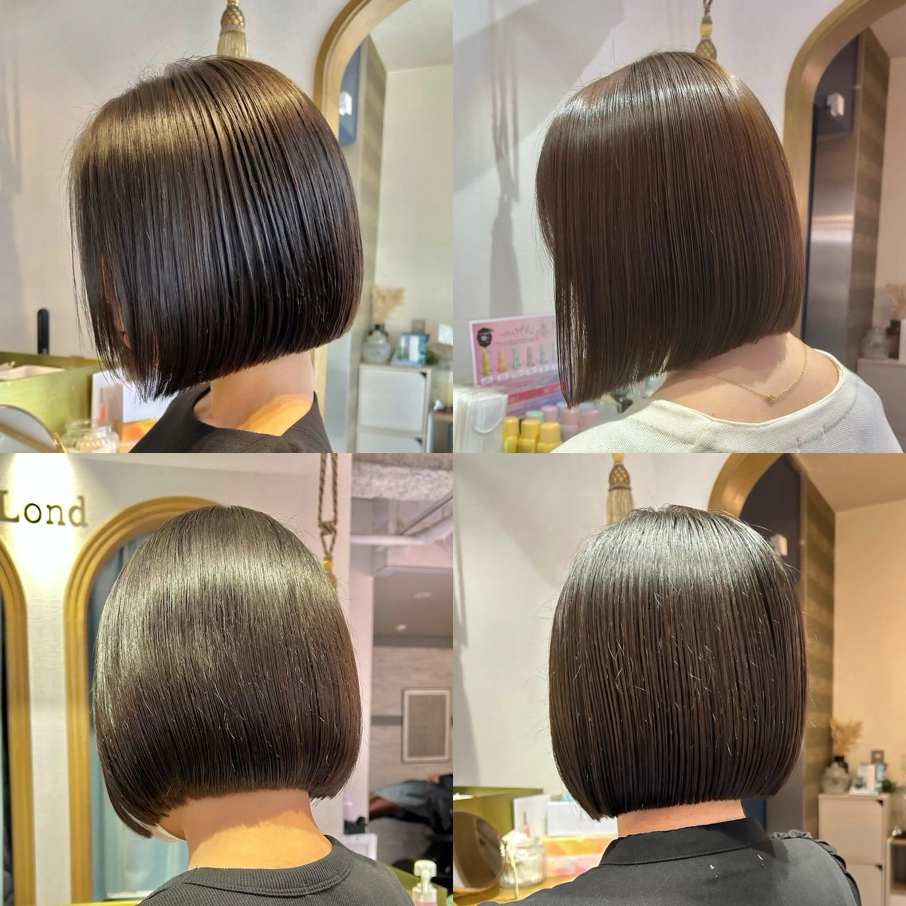 ミディアム カラー ワンレンボブ ブリーチ ブリーチなしカラー ボブ 顔周りカット 髪質改善【縮毛矯正】 北千住 田邉 澪のヘアスタイル