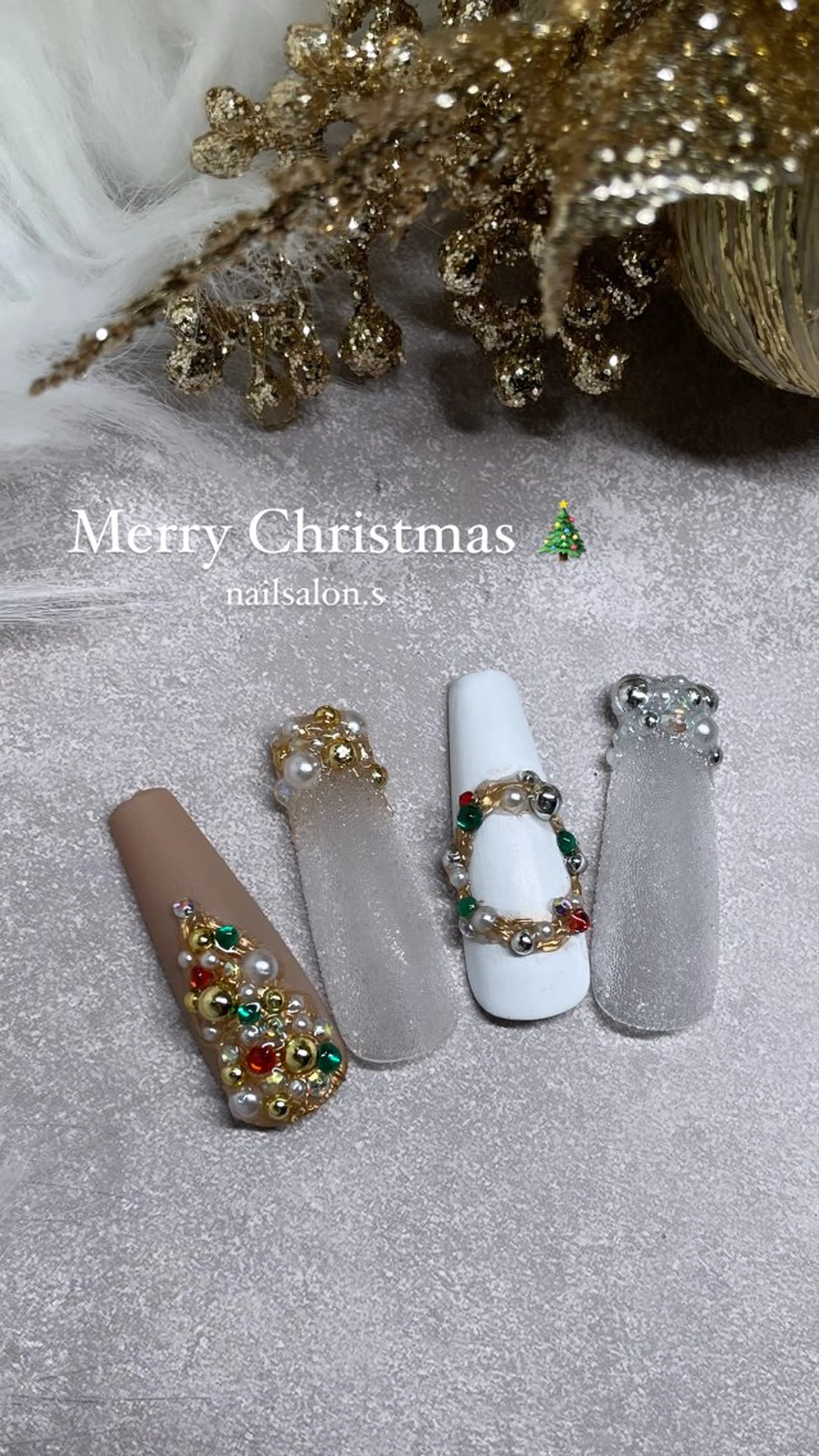 ネイル ジェルネイル スカルプネイル 冬ネイル クリスマス 関山 志乃のネイルデザイン