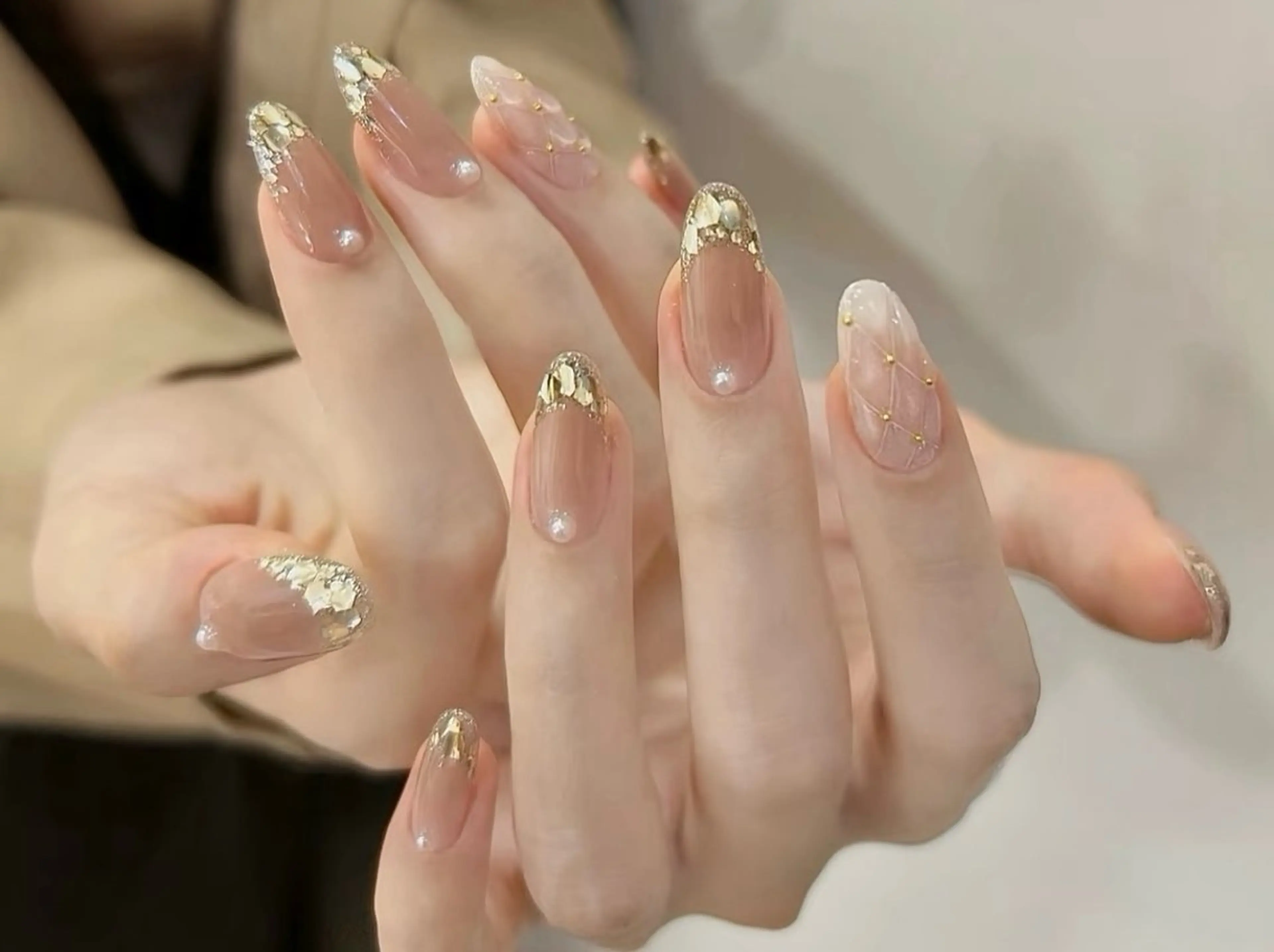 ネイル チークネイル 長さ出し フレンチネイル ガーリー 韓国ネイル sun nail池袋 モデル募集のネイルデザイン
