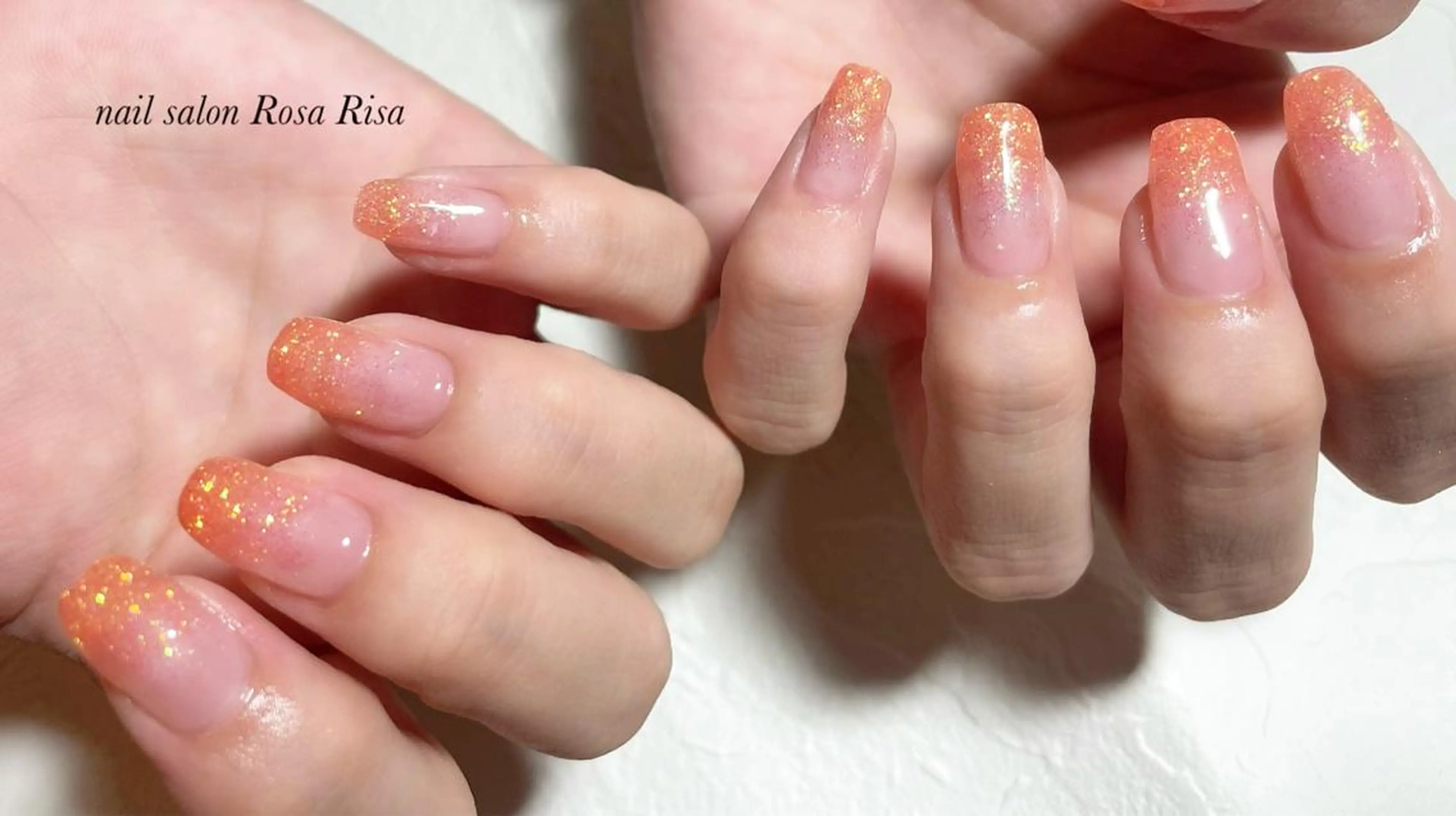 ミディアム ネイル オレンジ ネイルスタジオ シェイクユアハンズのネイルデザイン