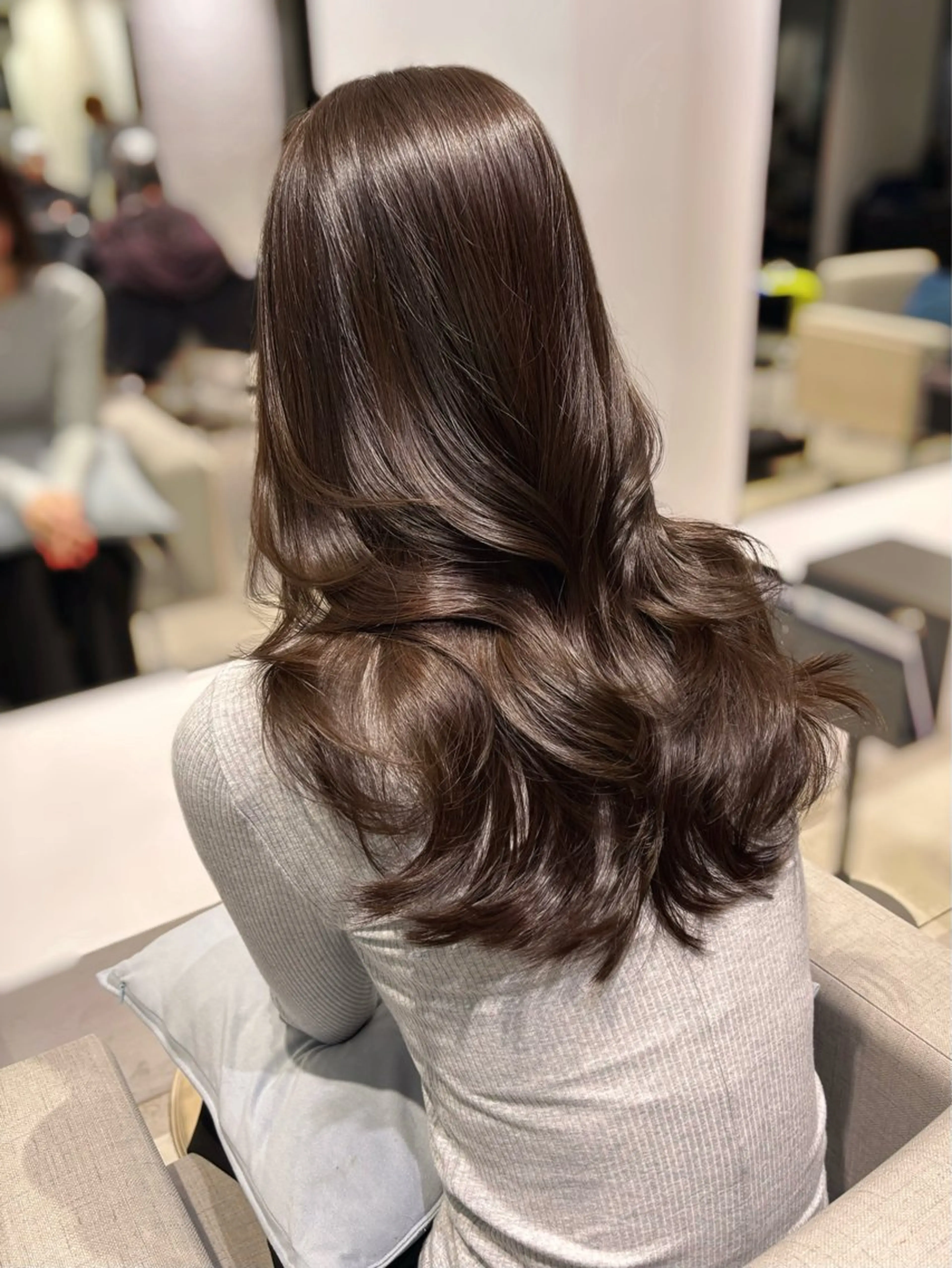 ロング カラー ブラウンカラー 透明感カラー グレージュ 韓国風ヘア レイヤーカット カット ヘアカラー トリートメント 銀座/韓国レイヤー/ 艶カラー🍓原田侑依のヘアスタイル