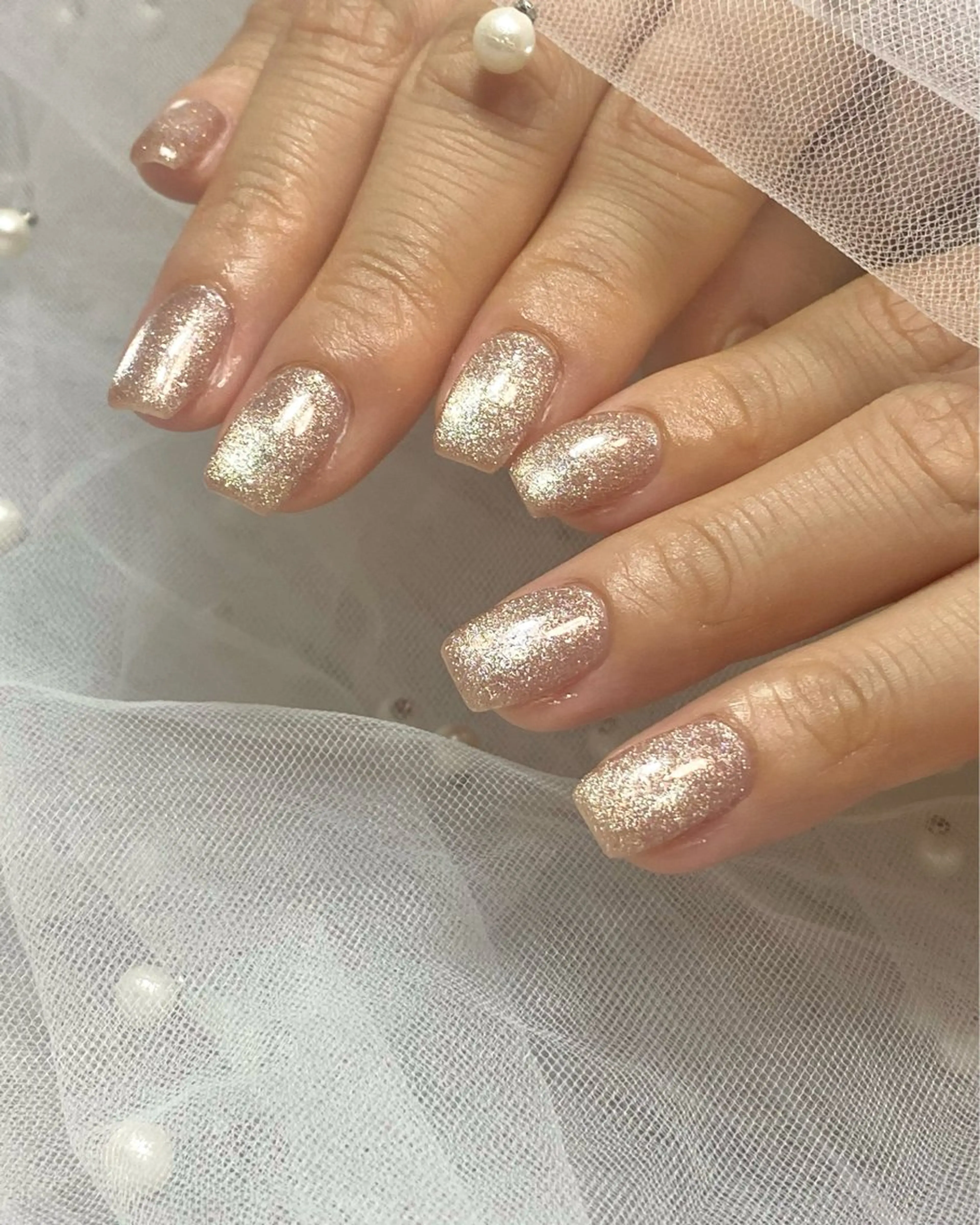 ネイル ジェルネイル マグネットネイル オフィスネイル シルバー シンプルネイル ハンドネイル Cherienail yunaのネイルデザイン