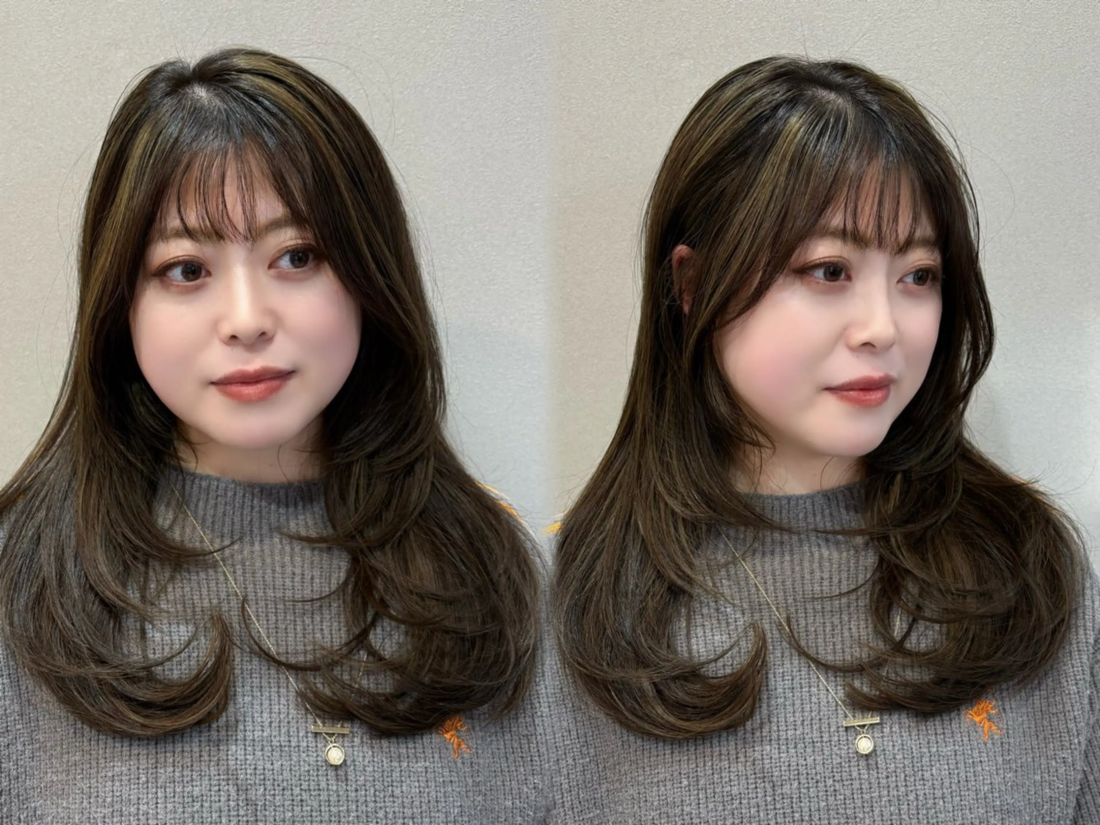 セミロング カラー ベージュカラー ハイライトカラー ハイライト レイヤーカット レイヤー/ハイライト /立川/赤池宏隆のヘアスタイル