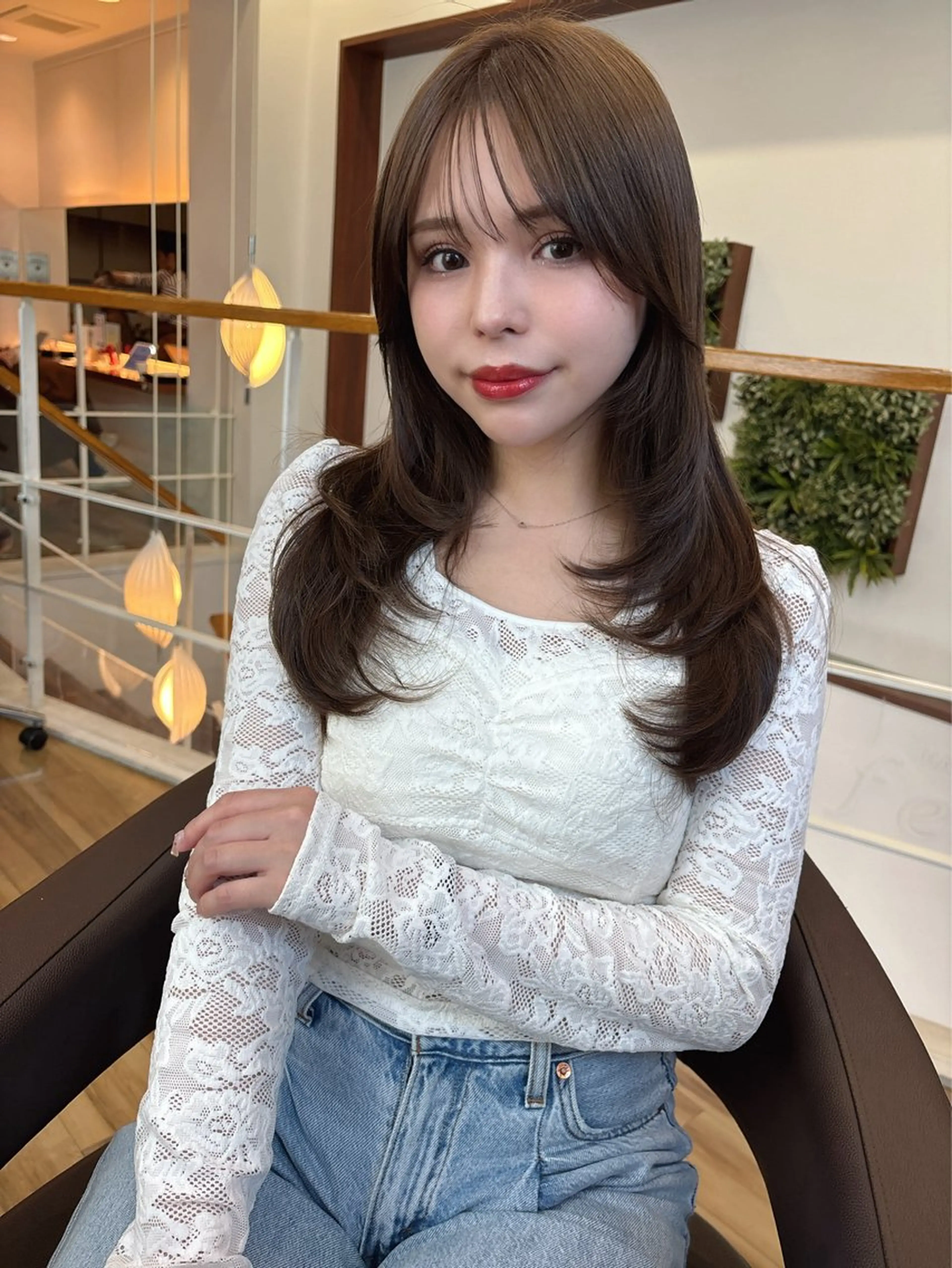 ロング カラー ベージュカラー オリーブベージュ レイヤーカット カット ヘアカラー トリートメント レイヤーカット /透明感/千葉怜寿のヘアスタイル