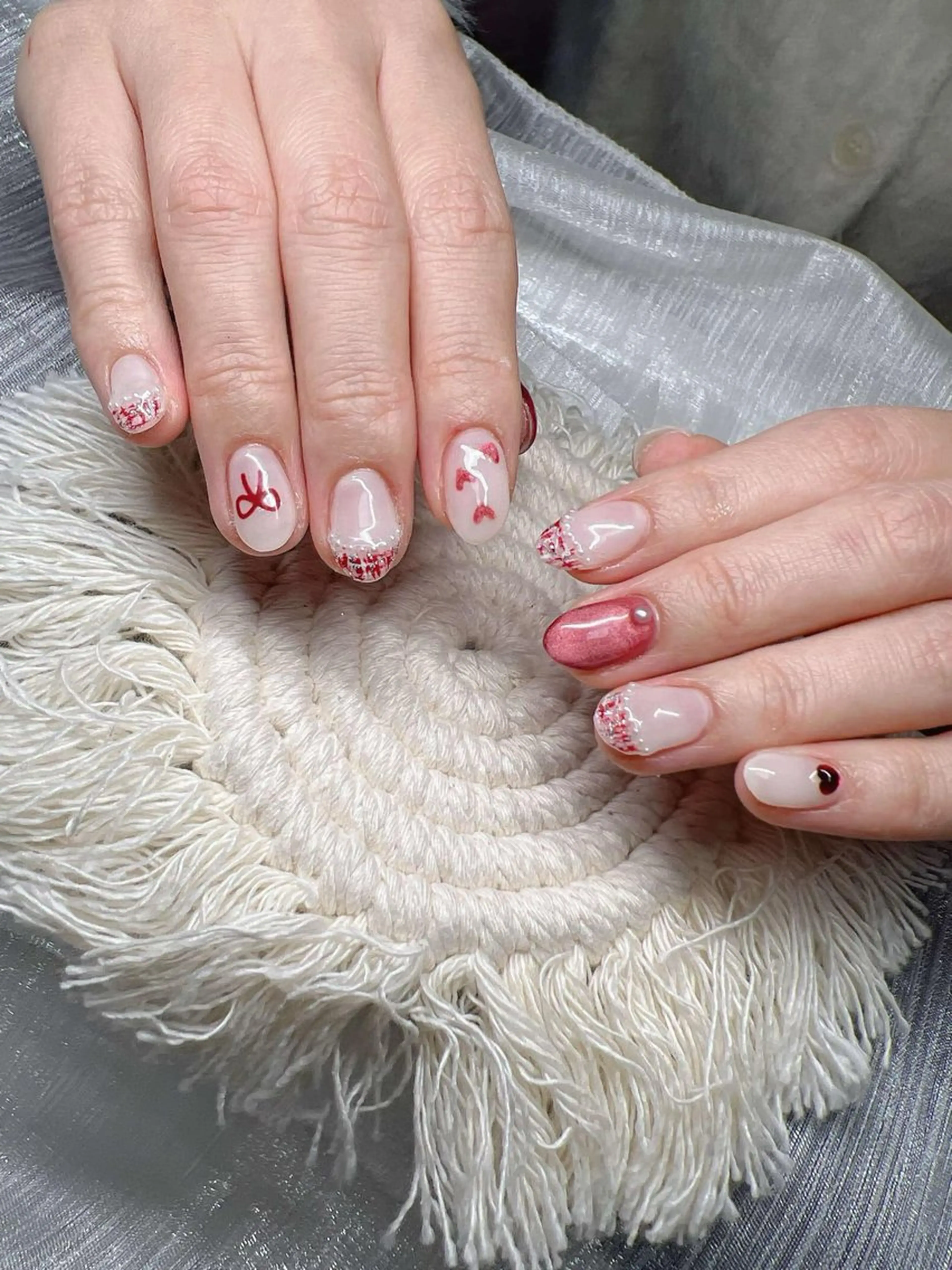 ネイル オーロラネイル チークネイル 長さ出し フットネイル フレンチネイル Lee Nails チップ長さだし専門店のネイルデザイン
