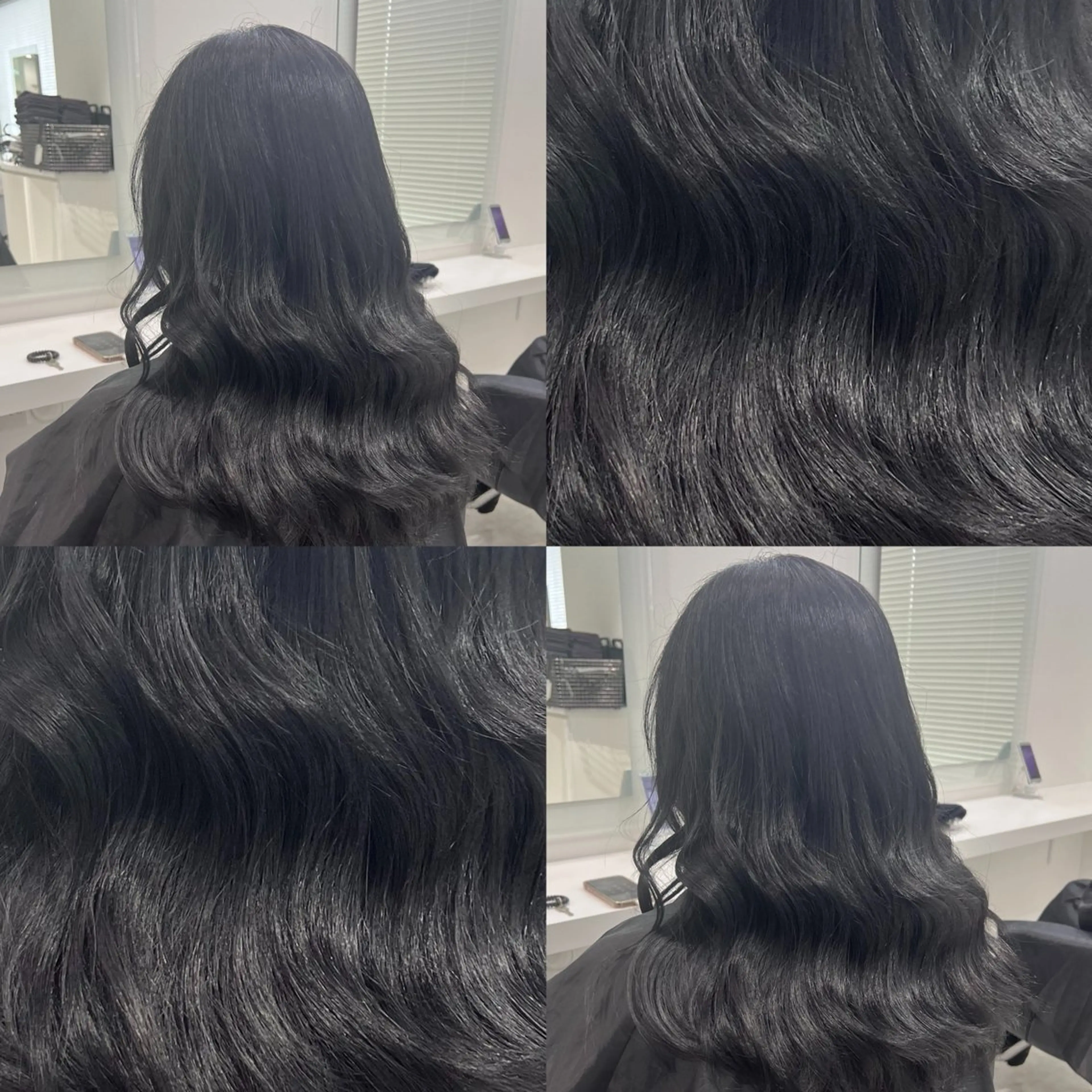 ロング カラー 黒髪 ブルーカラー ブルーブラック ネイビーカラー ブリーチなし特化 美容師💖SAE💖のヘアスタイル