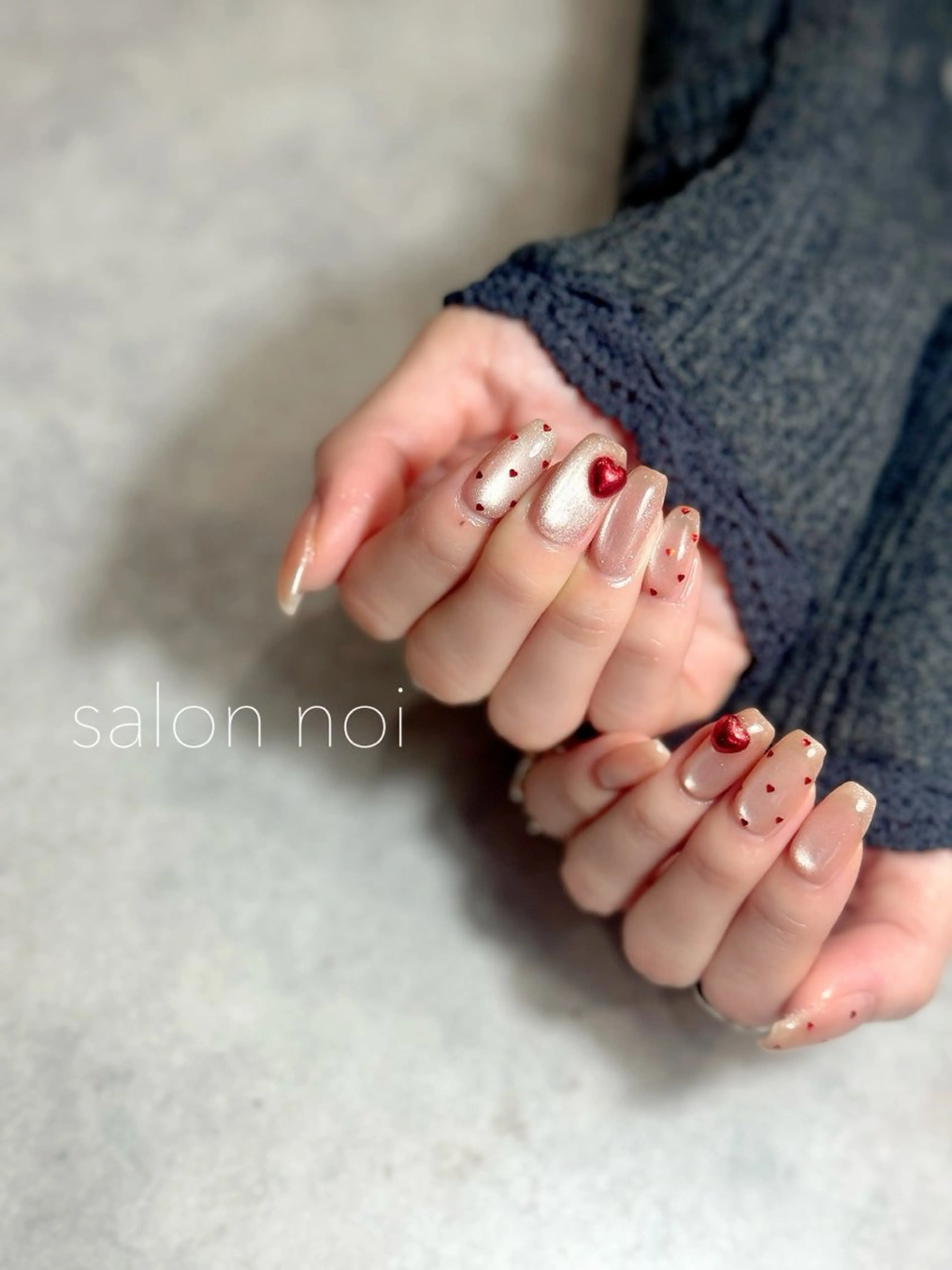 ネイル ハート ぷっくりネイル ハンドネイル salon noiのネイルデザイン