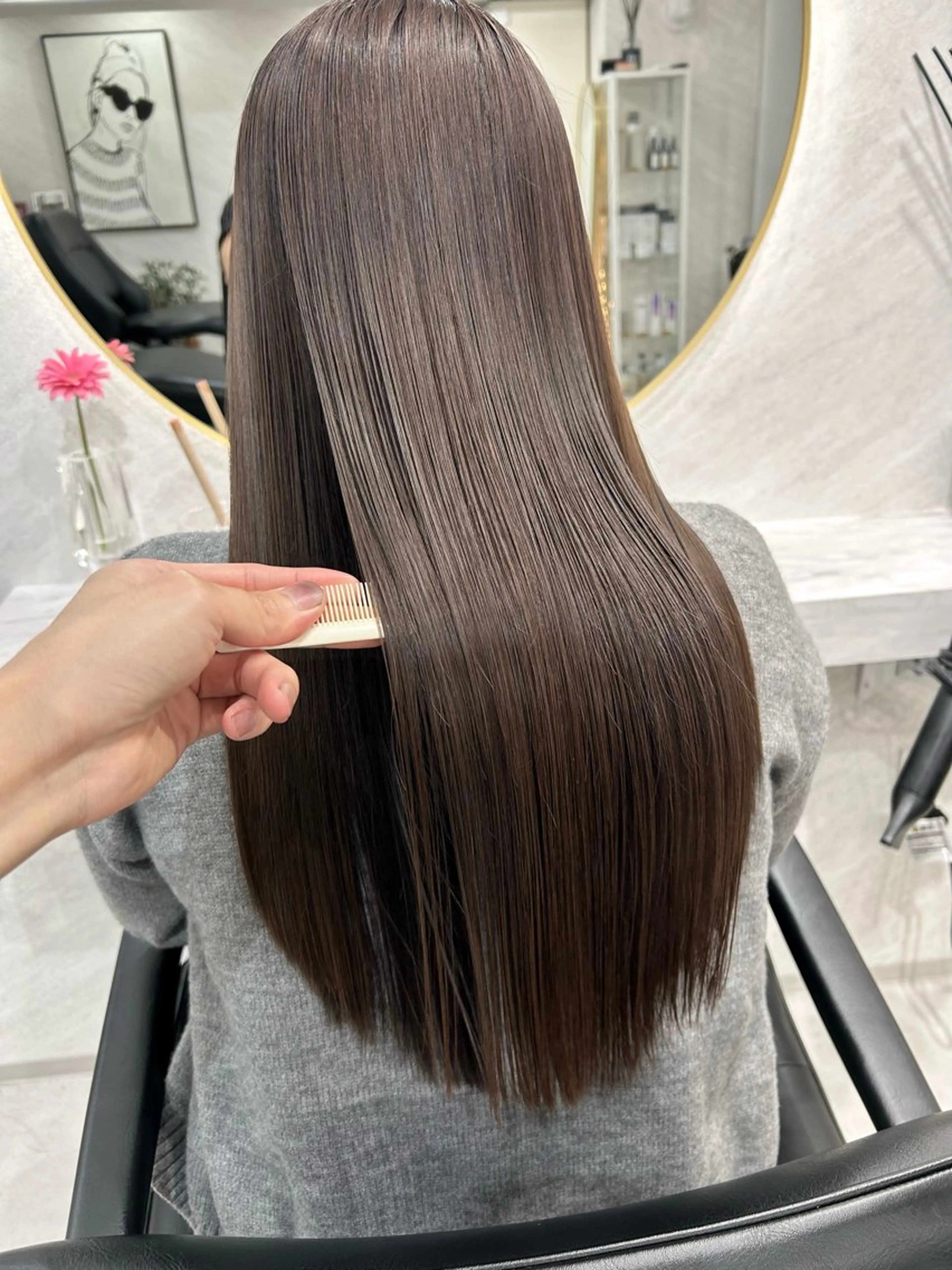 ロング カラー カット ヘアカラー 縮毛矯正 トリートメント 髪質改善will hairdesignのヘアスタイル